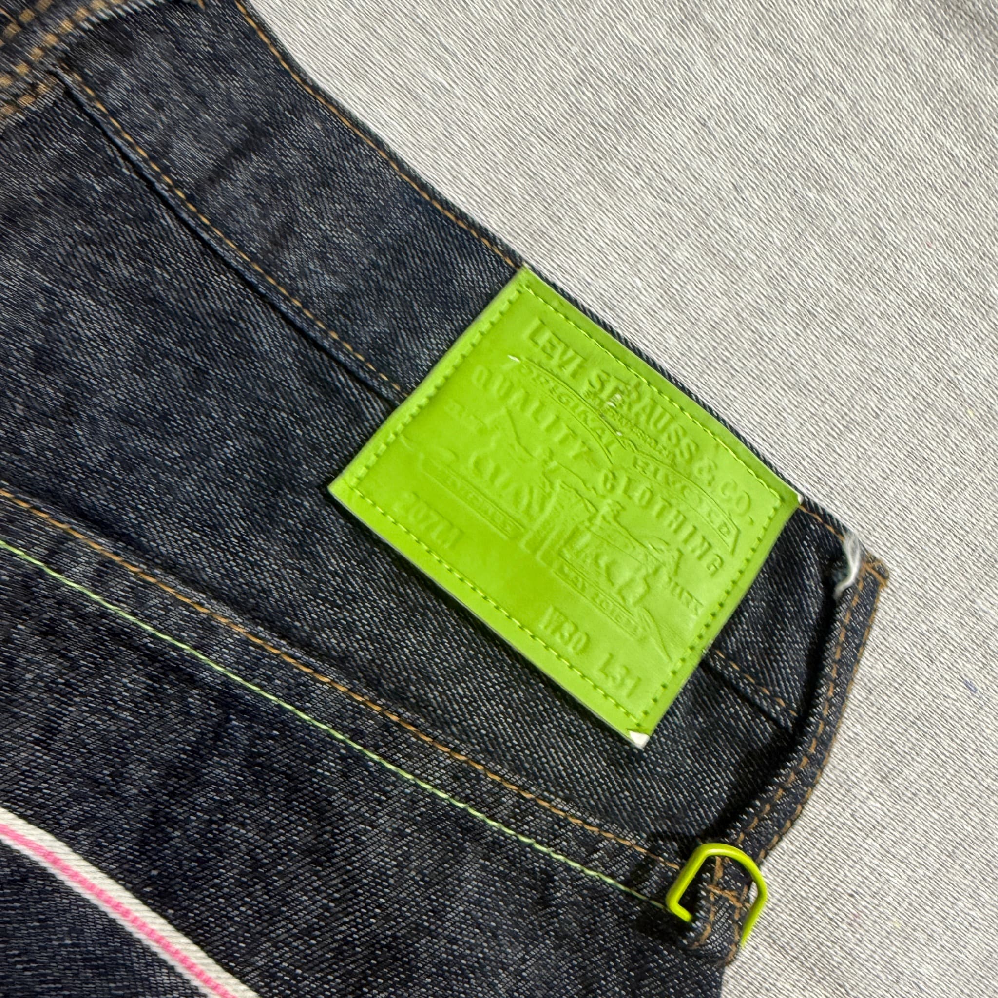 Levi Strauss & Co. Fenom x Fragment Design Neon Zip Raw Denim Jeans Size 30 — photo 6 of 8
