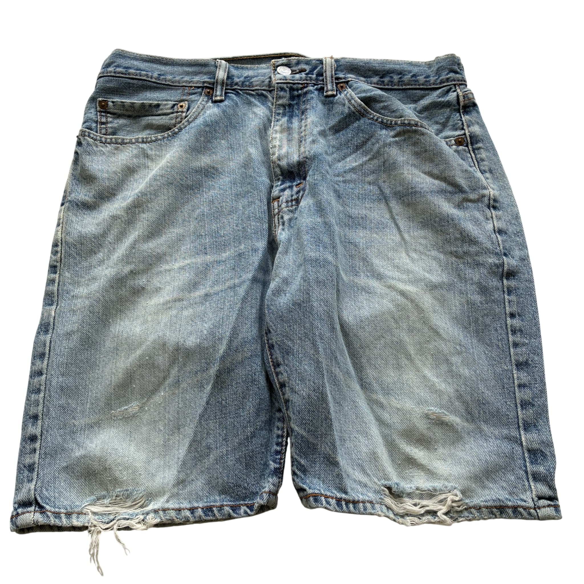Levi Strauss & Co. Men's Distressed Denim Jean Shorts Blue Baggy Vintage 2000s Release 34 — photo 1 of 6