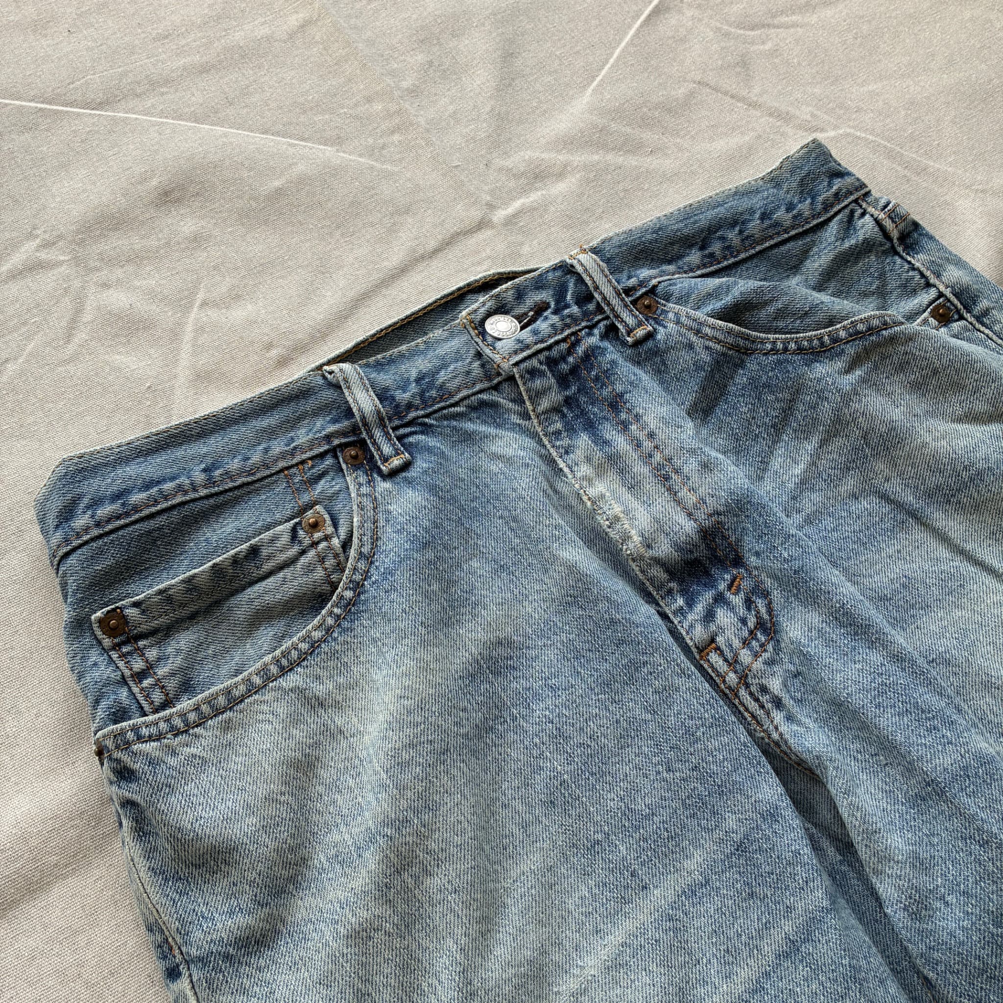 Levi Strauss & Co. Men's Distressed Denim Jean Shorts Blue Baggy Vintage 2000s Release 34 — photo 3 of 6