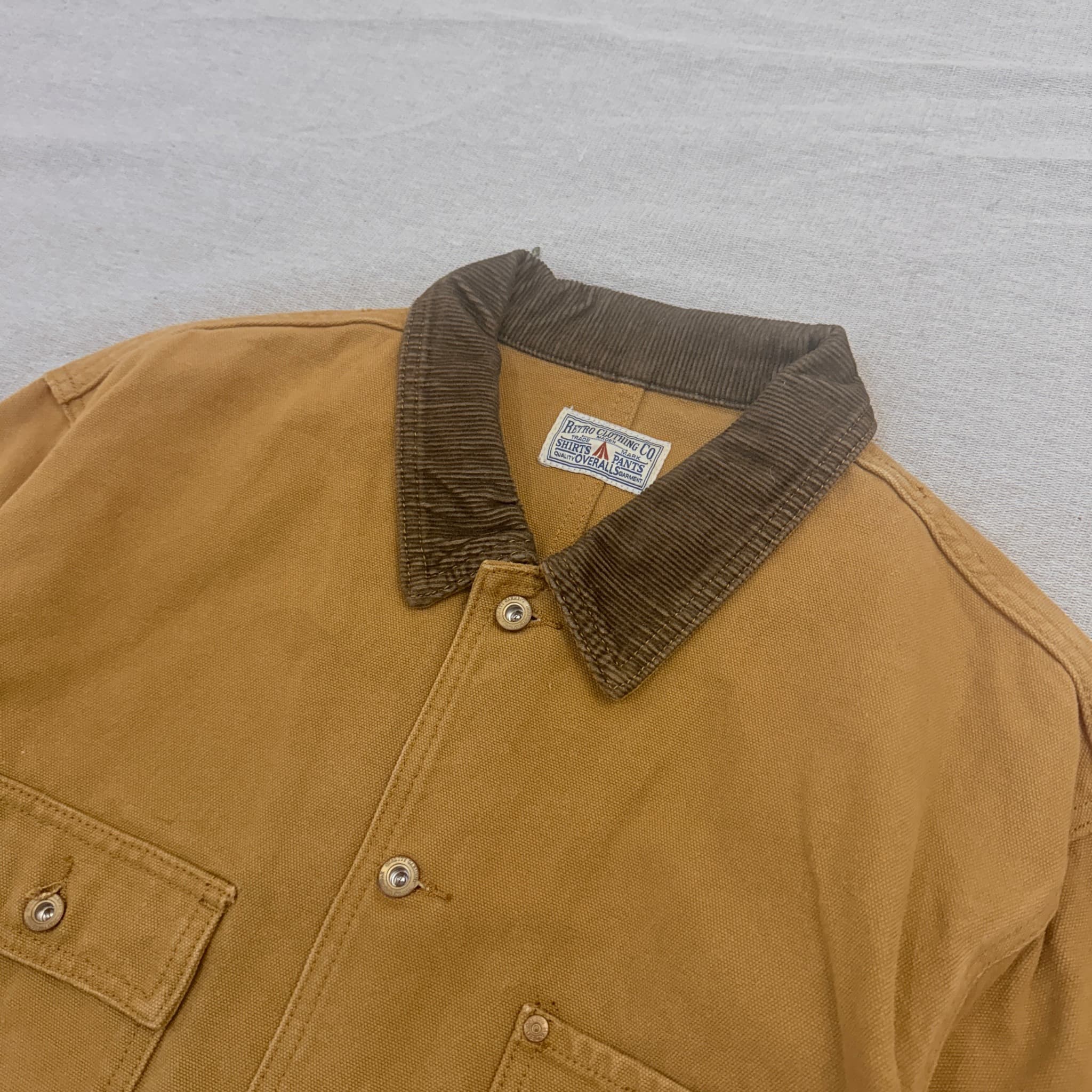 Maden Canvas Chore Coat Brown Corduroy Collar Workwear Jacket — photo 3 of 7