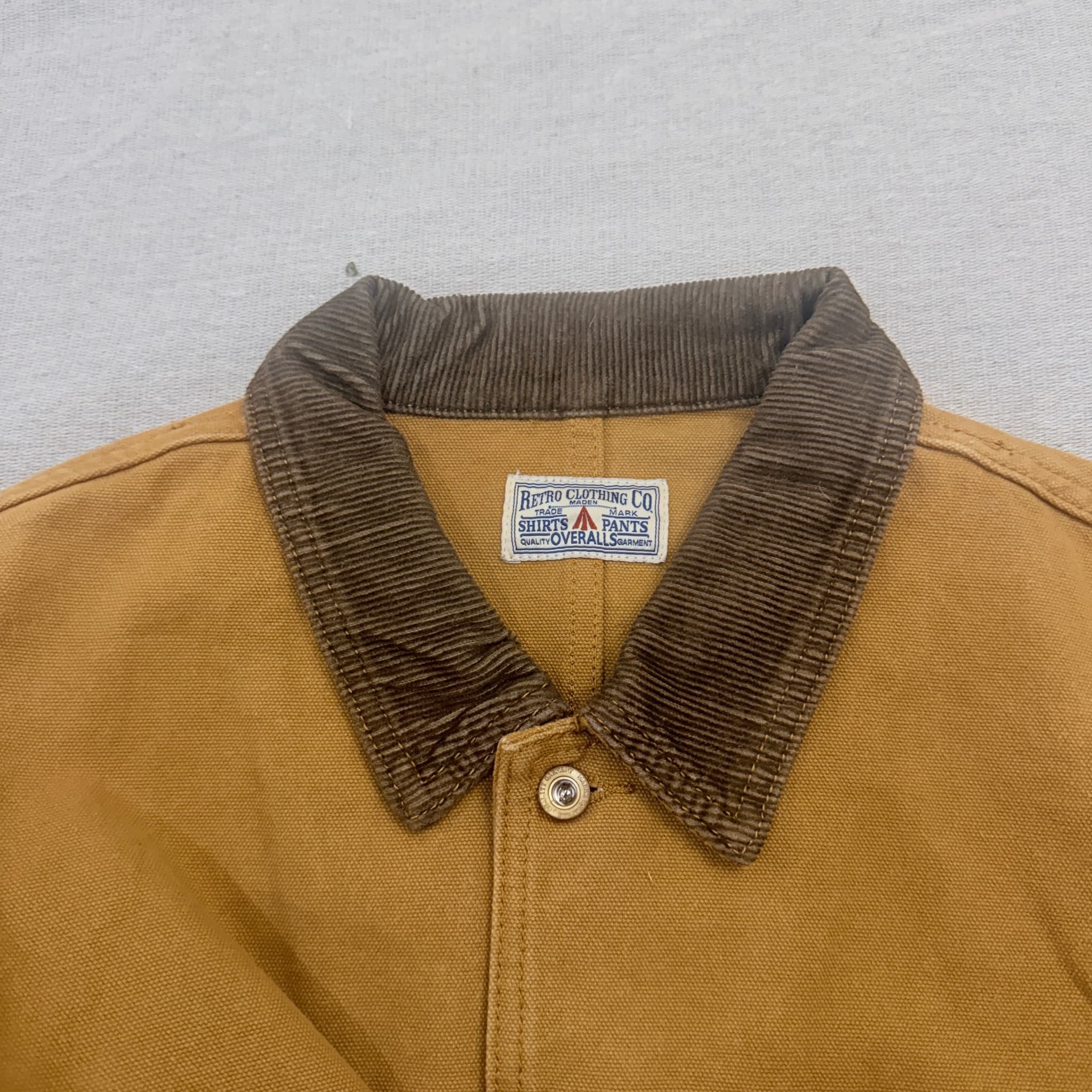Maden Retro Clothing Co Canvas Chore Coat Tan Brown Workwear Jacket — photo 5 of 7