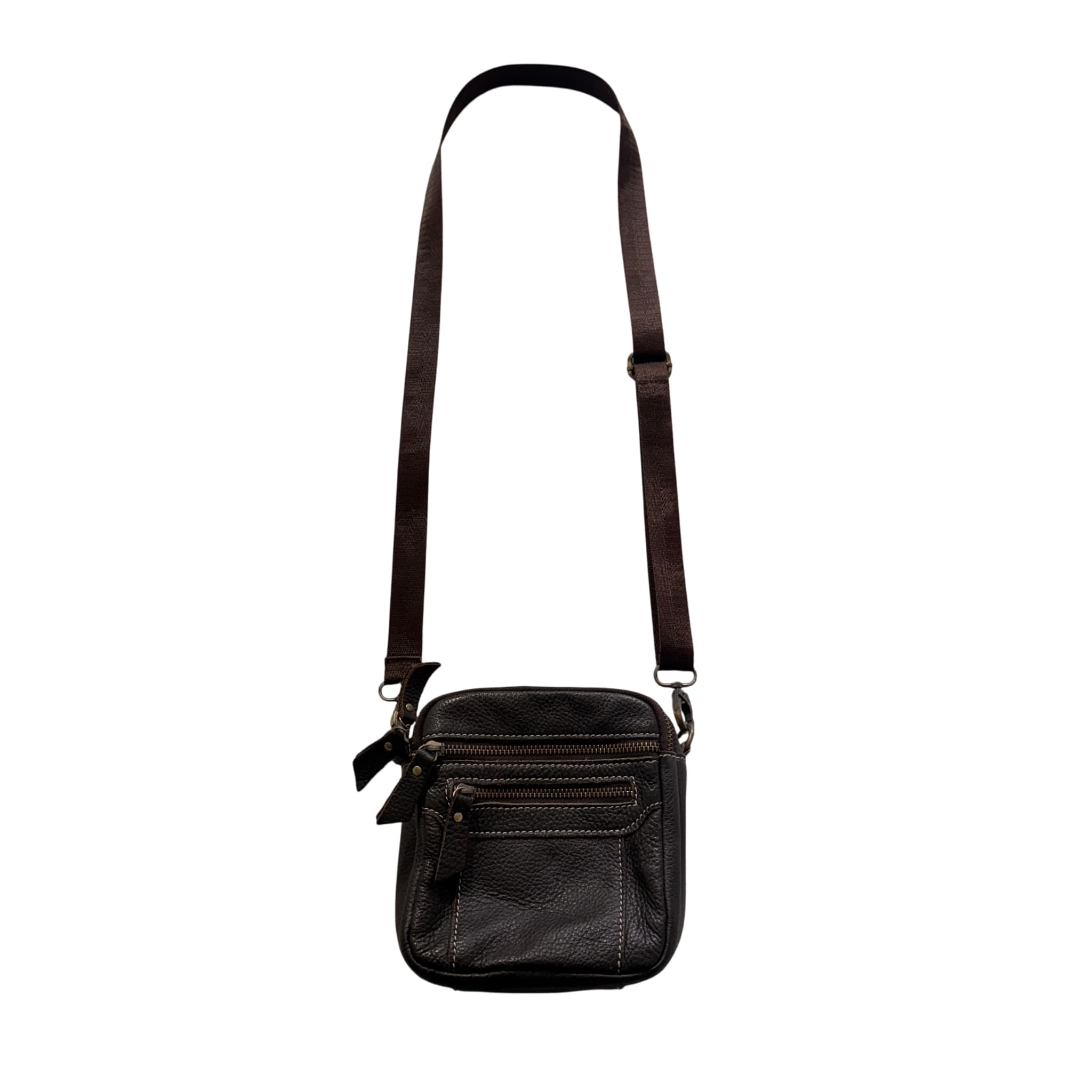 Men's Brown Leather Crossbody Messenger Bag Adjustable Strap — photo 1 of 7