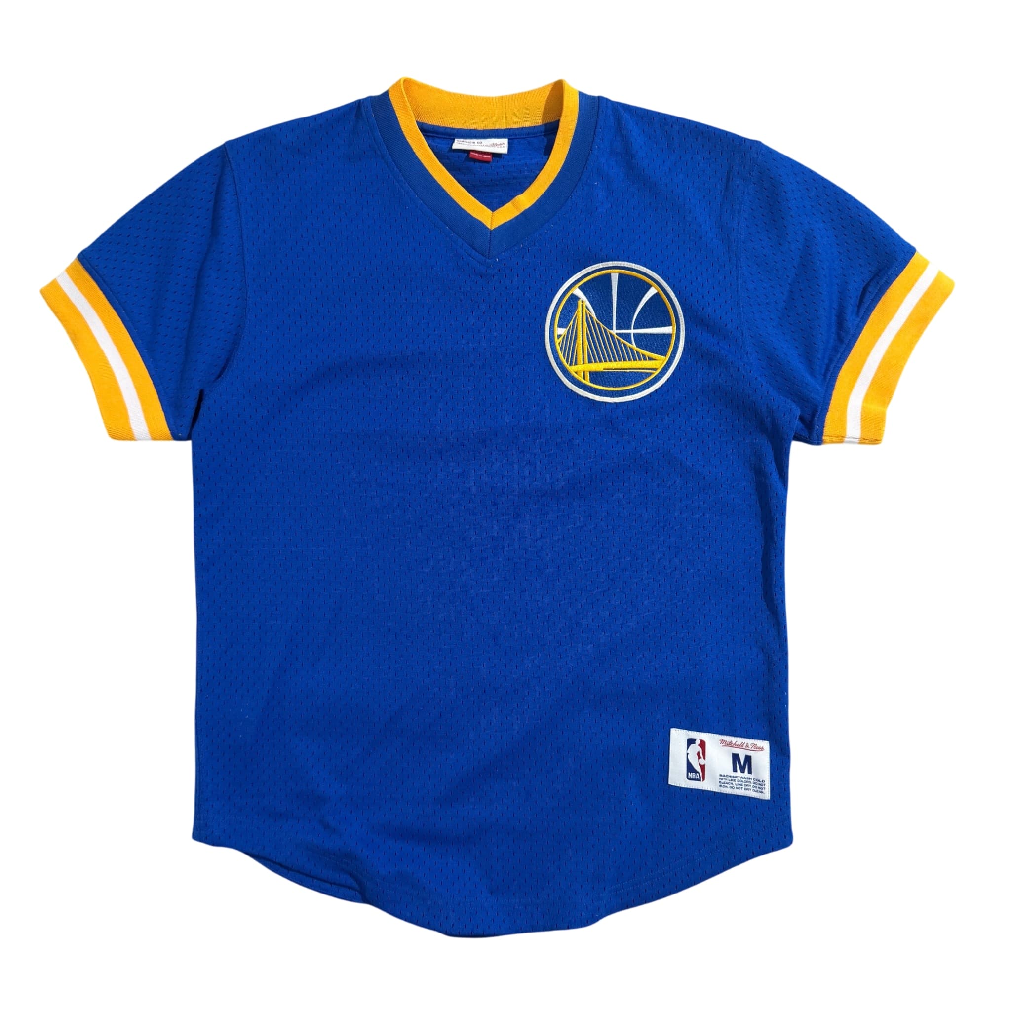 Mitchell & Ness Golden State Warriors NBA Mesh V-Neck Shooting Shirt Blue M