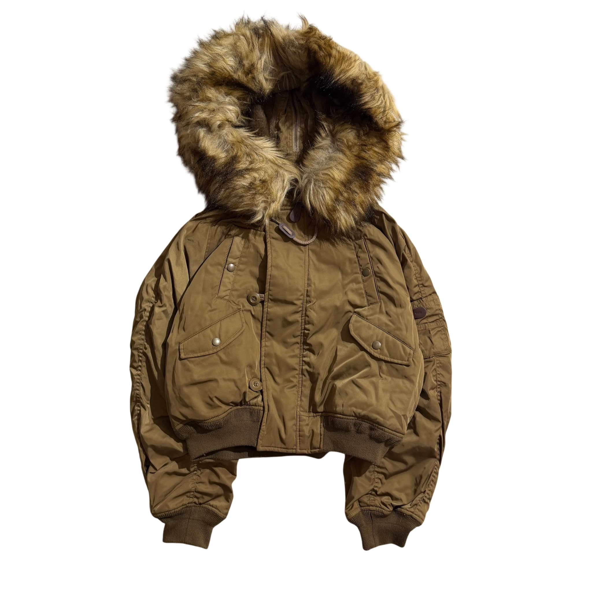 Moussy Brown Faux Fur Hood Bomber Jacket — photo 1 of 10