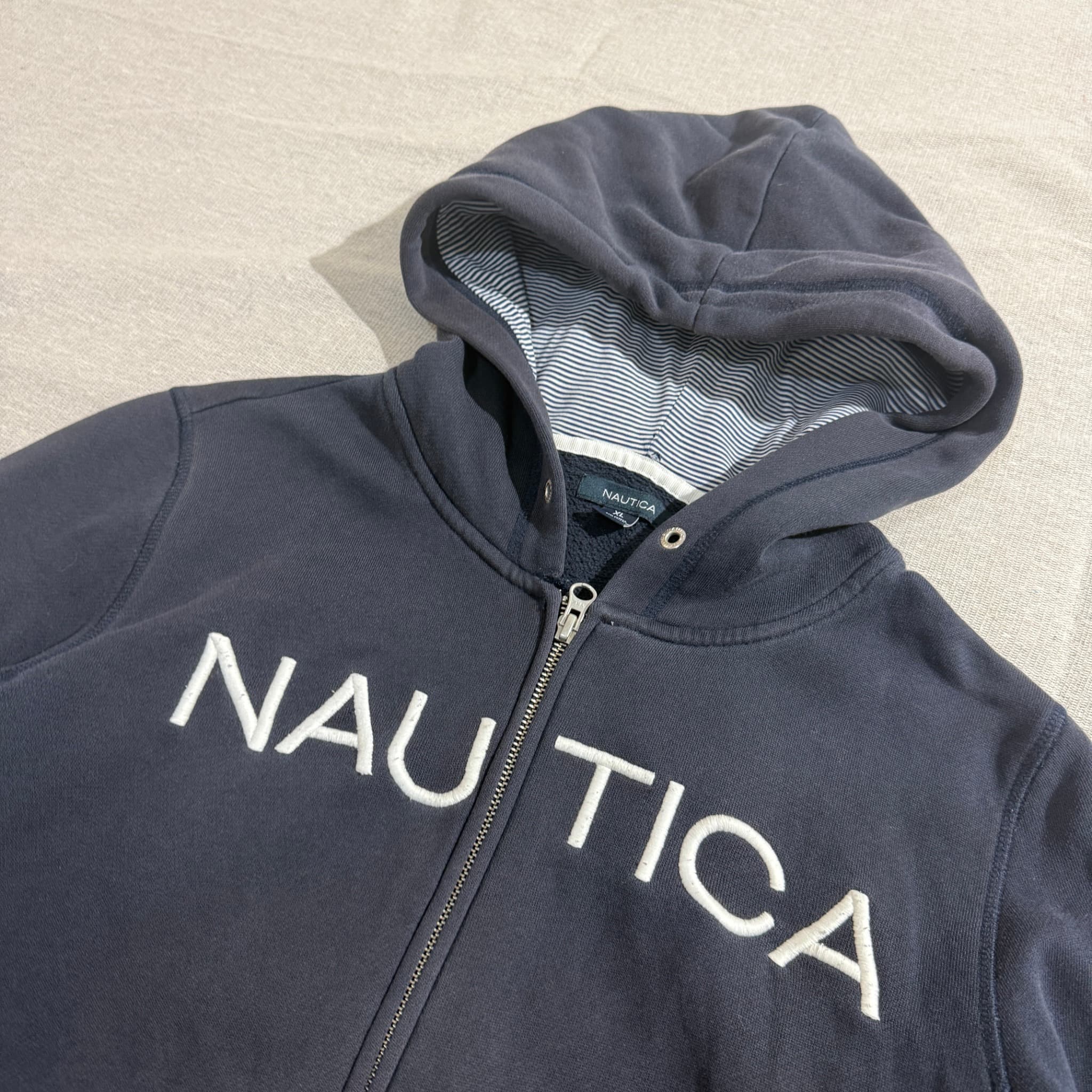 Nautica Men's Navy Blue Full-Zip Embroidered Logo Hoodie — photo 3 of 6