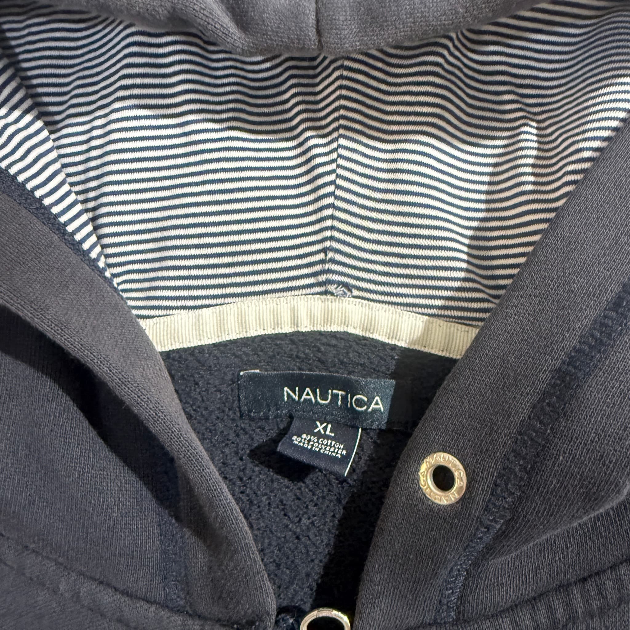 Nautica Men's Navy Blue Full-Zip Embroidered Logo Hoodie — photo 4 of 6