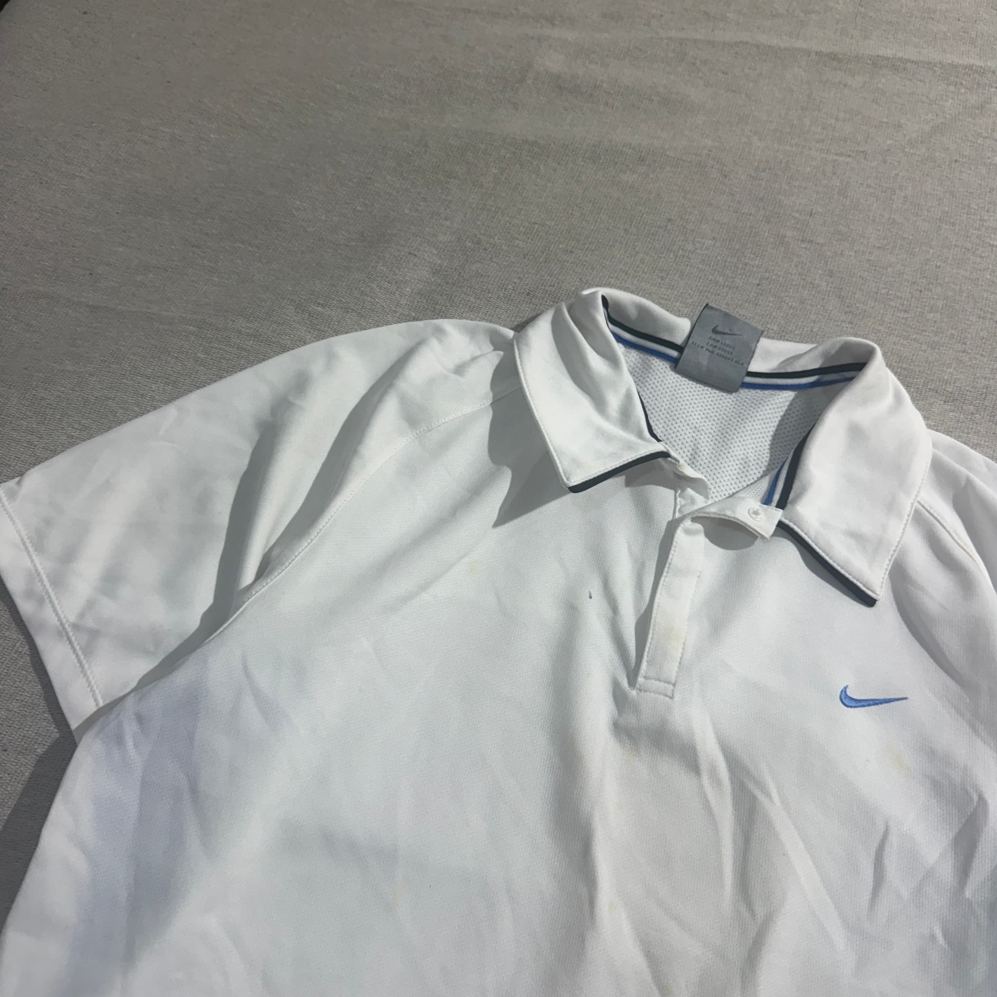 Nike Court Tennis Polo Shirt White Blue Size L — photo 3 of 6