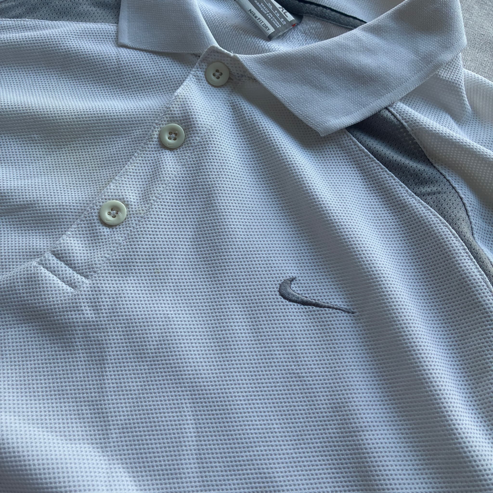 Nike Dri-FIT Mesh Panel Polo Shirt White Grey XL — photo 3 of 7