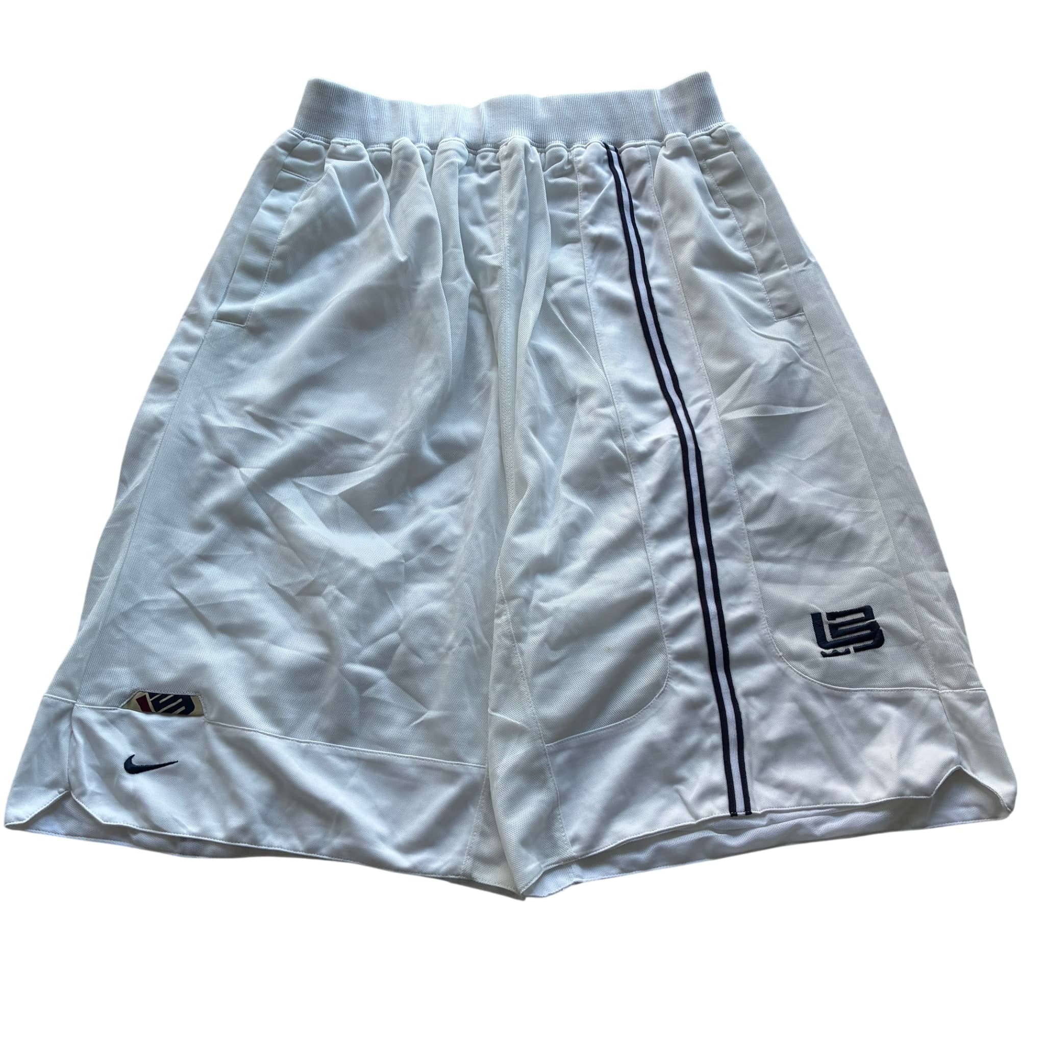 Nike LeBron James Basketball Shorts White LJ Logo Size S — photo 1 of 9