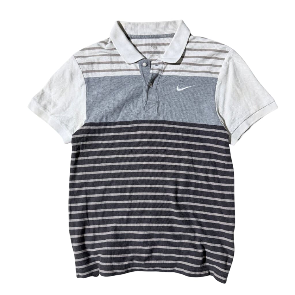 Nike Men's Striped Colorblock Polo Shirt Grey White — photo 1 of 4