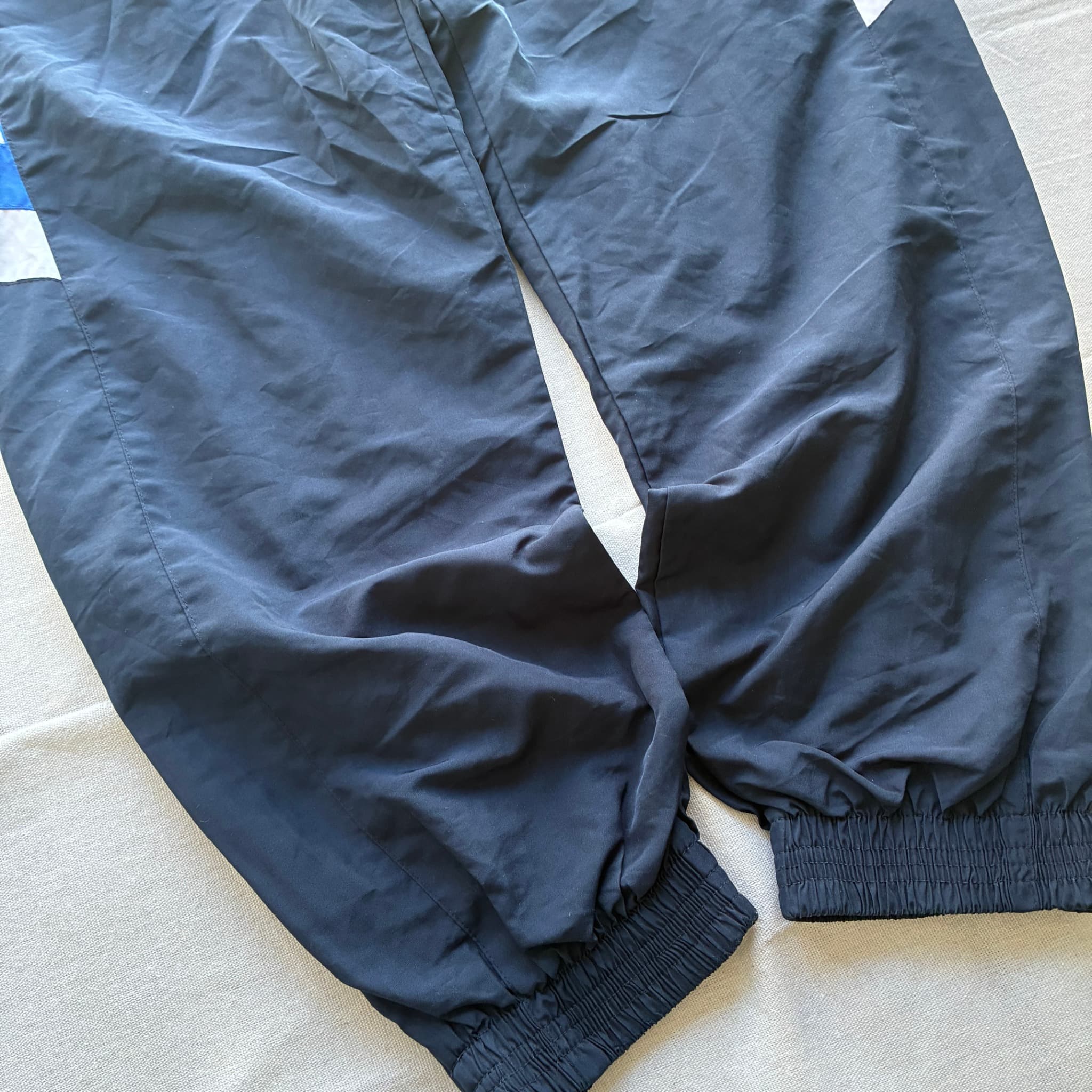 Nike Nylon Track Pants Black White Blue Logo Tape Baggy Vintage 2000s Size M — photo 2 of 7