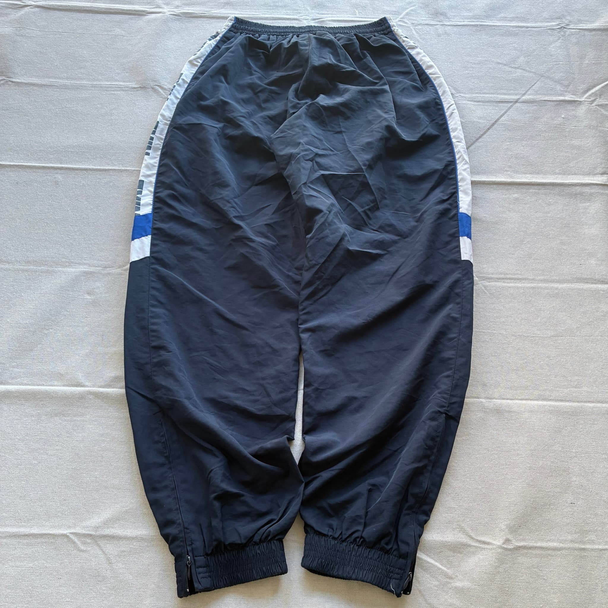 Nike Nylon Track Pants Black White Blue Logo Tape Baggy Vintage 2000s Size M — photo 5 of 7