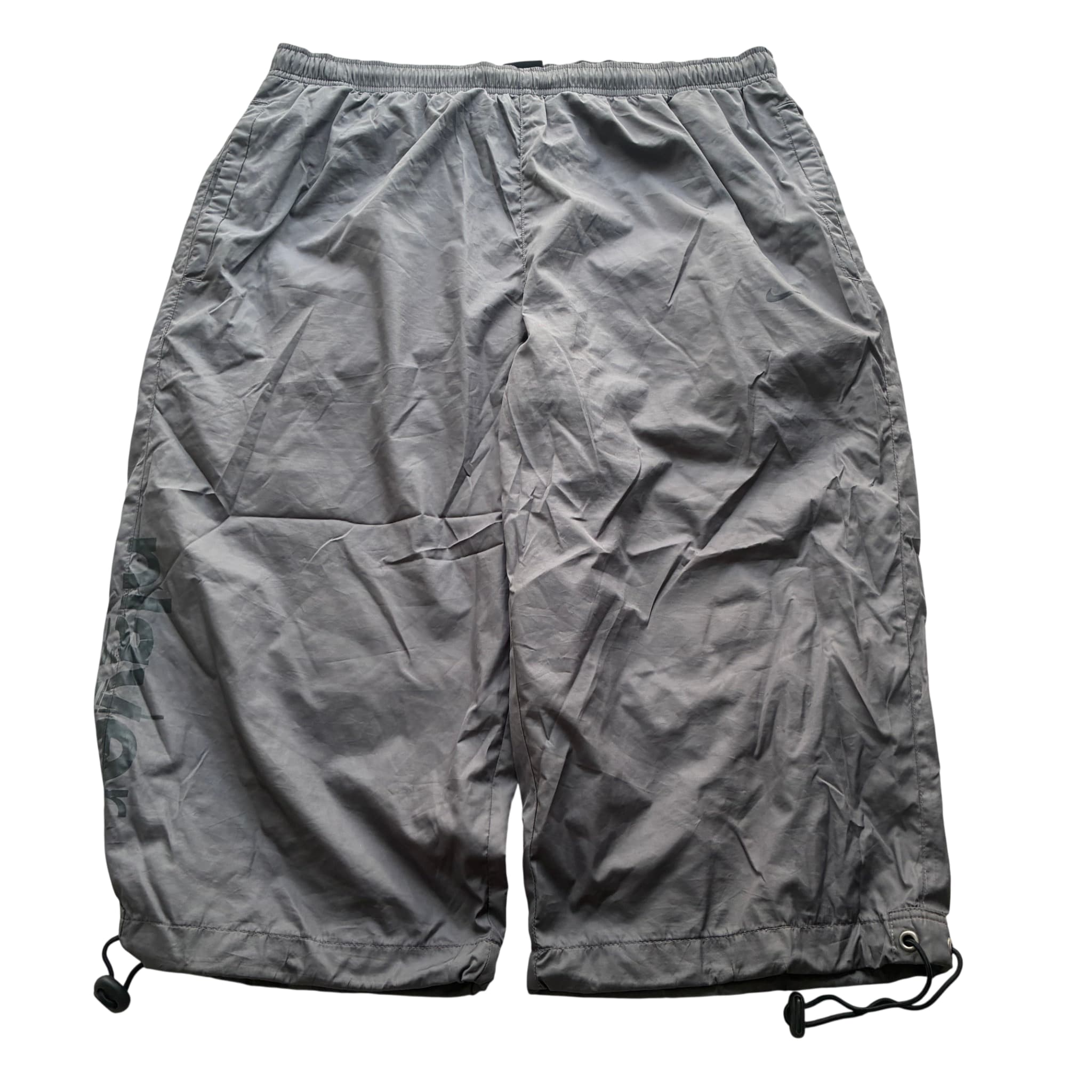 Nike Sportswear Grey Nylon Cargo Capri Pants Drawstring Hem Size XL