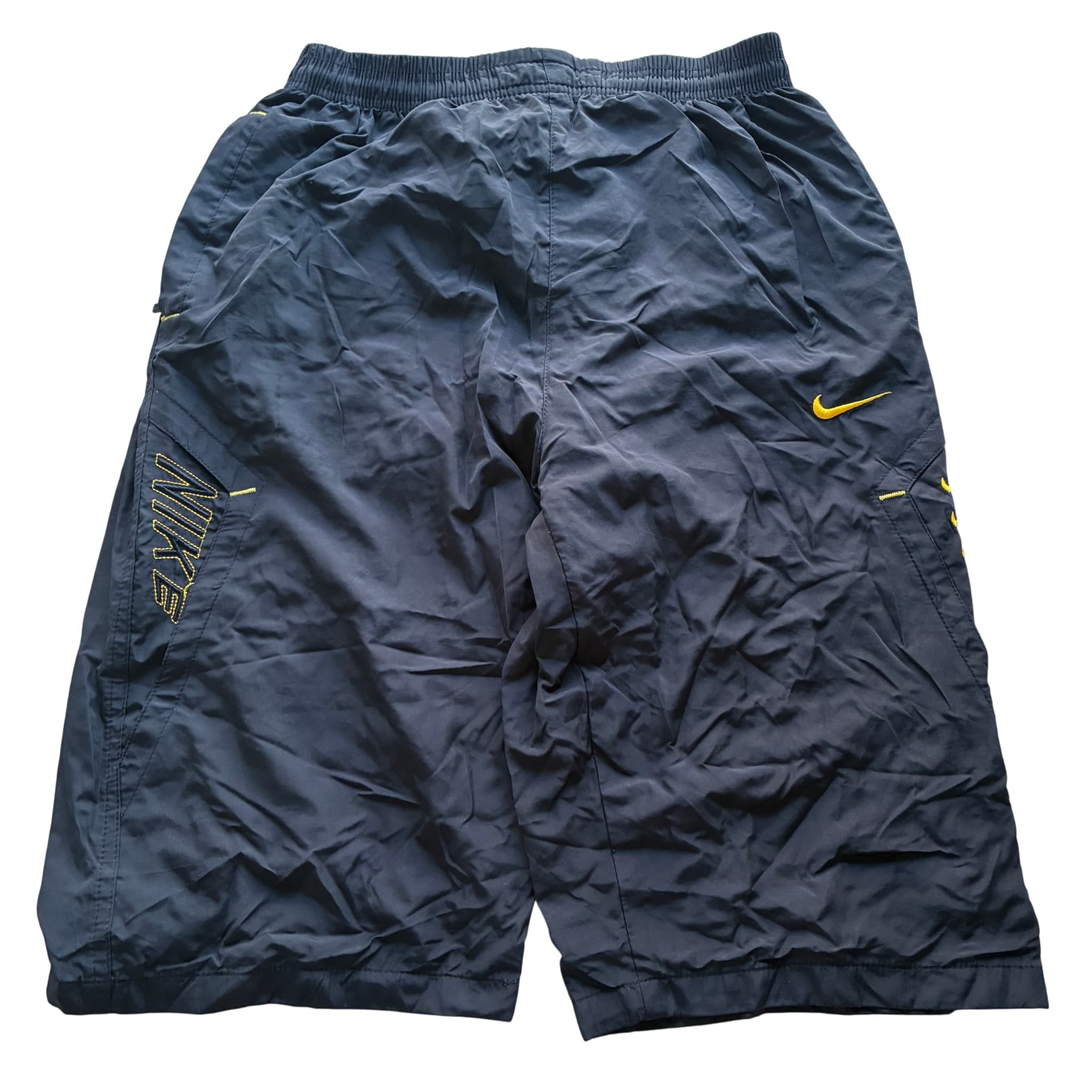 Nike Vintage Nylon Athletic Shorts Black And Yellow — photo 1 of 6