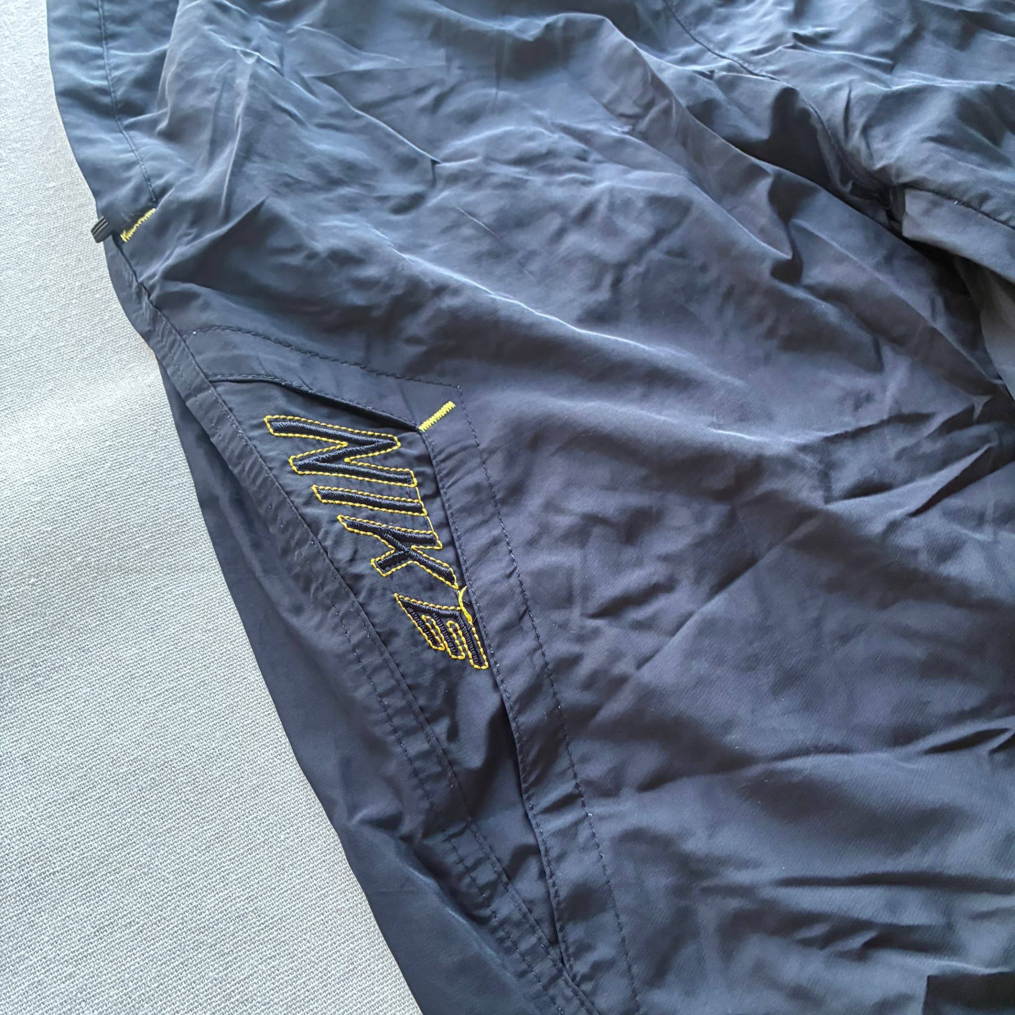 Nike Vintage Nylon Athletic Shorts Black And Yellow — photo 2 of 6