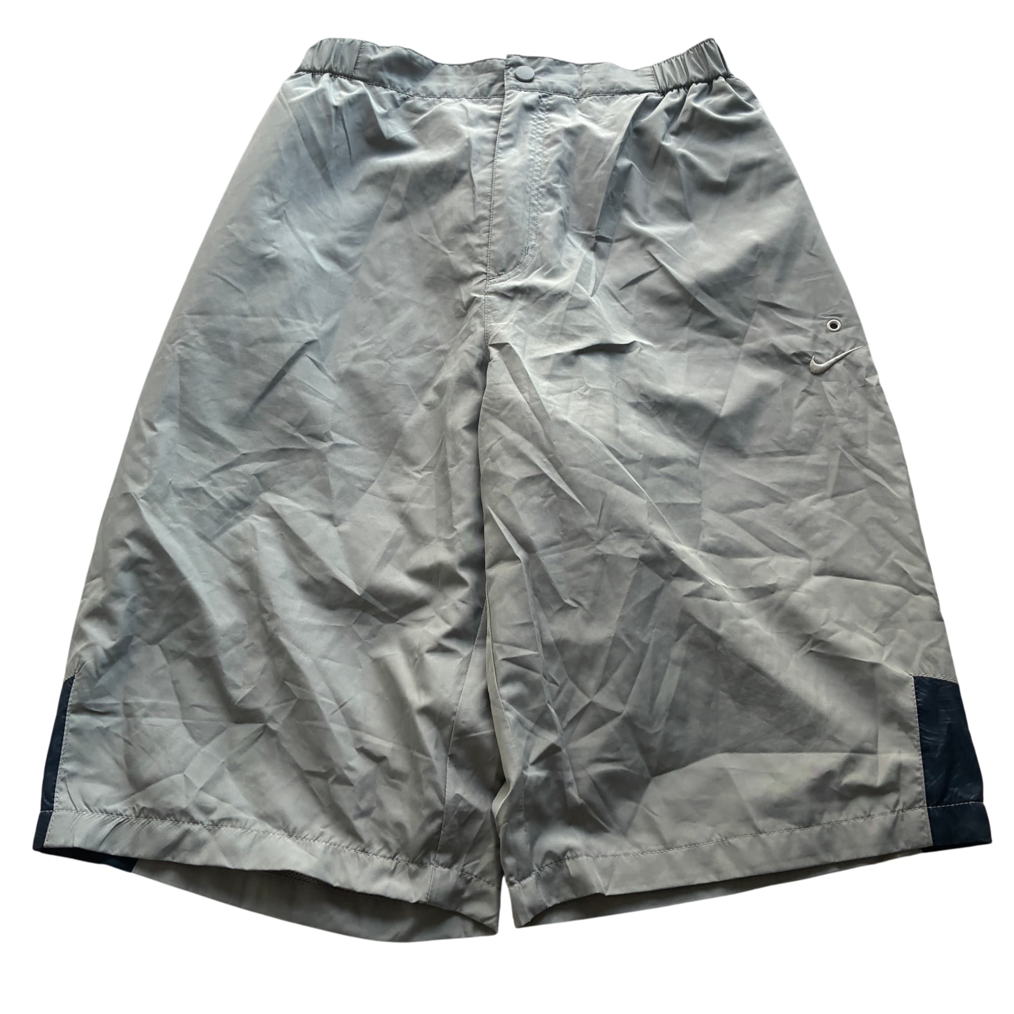 Nike Vintage Nylon Athletic Shorts Grey Navy Baggy 2000s Release Size L — photo 1 of 7