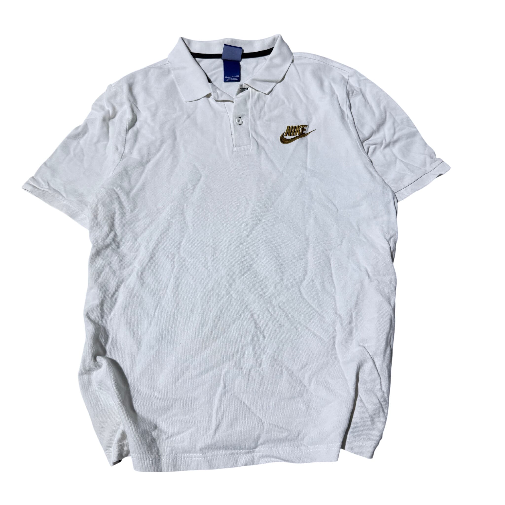 Nike Vintage White Polo Shirt With Gold Embroidered Logo XXL — photo 1 of 6