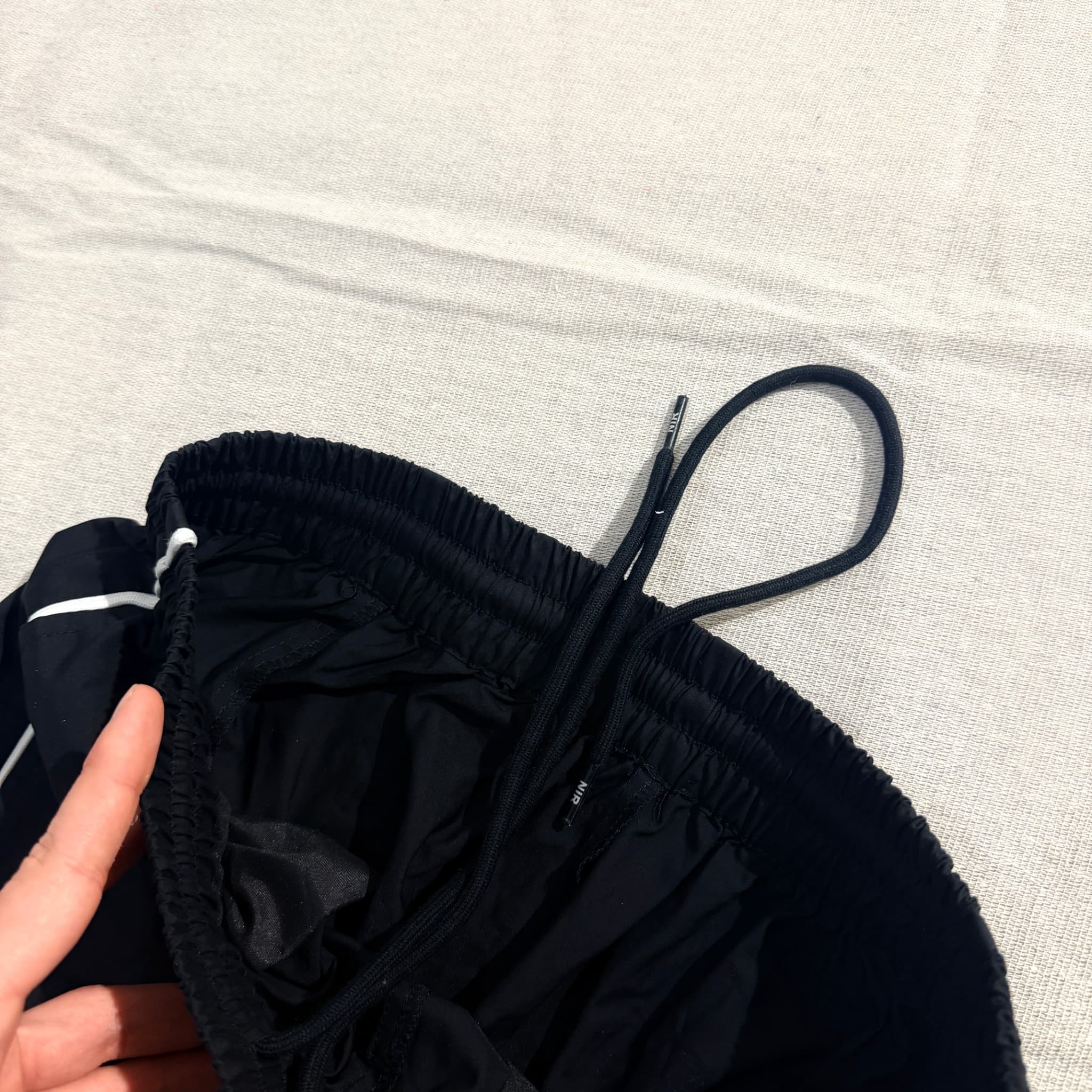NIR Vintage Nylon Track Pants Black Red Drawstring — photo 4 of 6