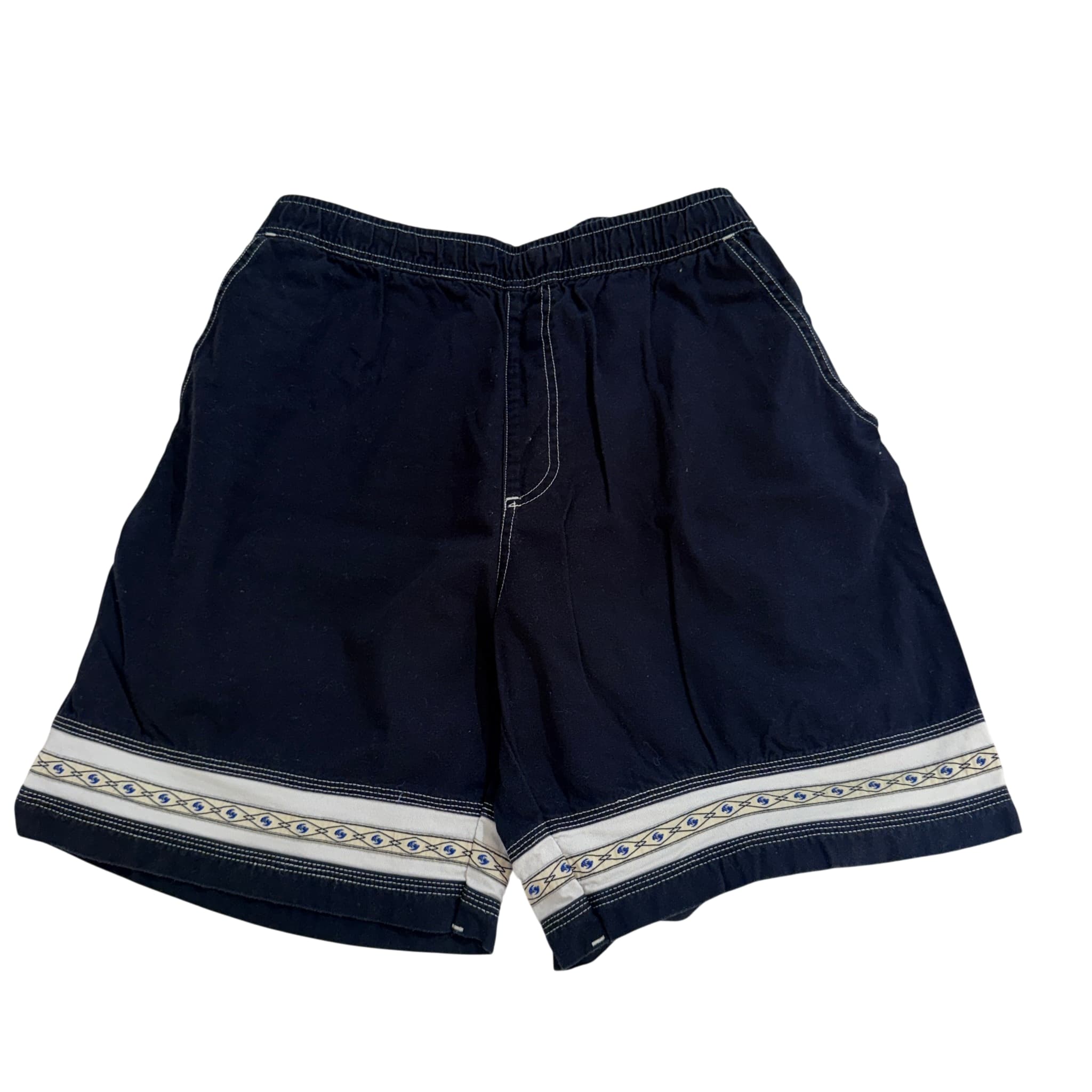 NOW Navy Blue Cotton Board Shorts With Tribal Pattern Hem Size XL