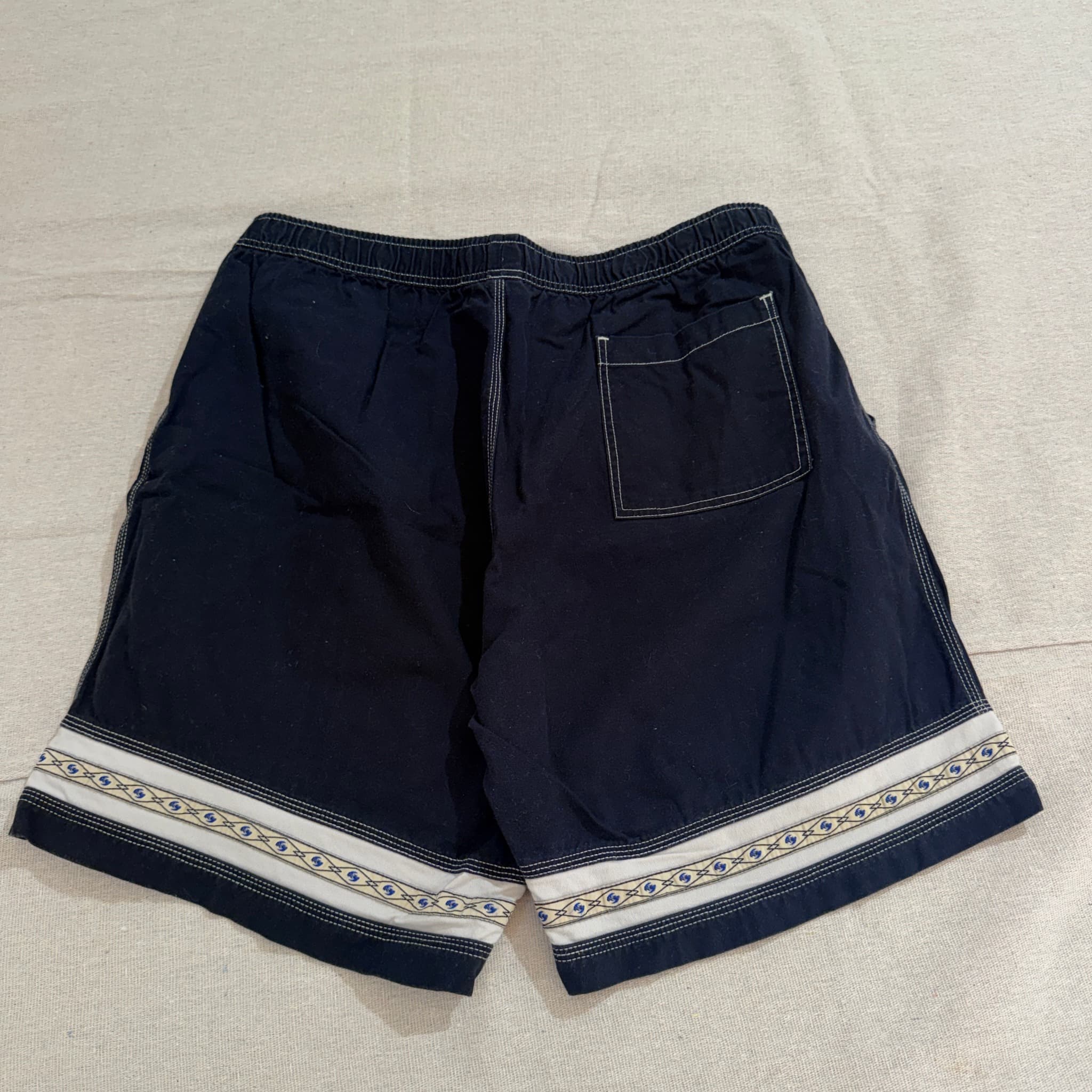 NOW Navy Blue Cotton Board Shorts With Tribal Pattern Hem Size XL — photo 5 of 7