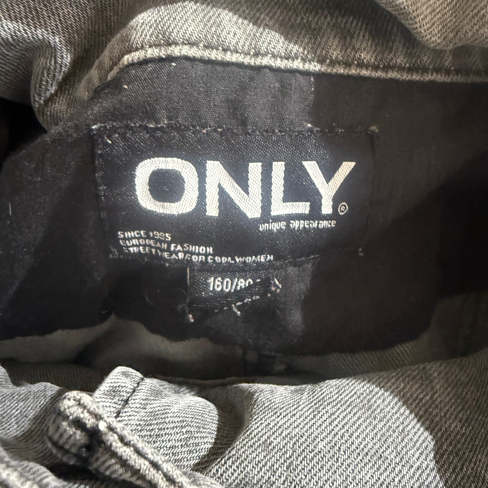 Only Grey Denim Jacket Women's High Collar Button Up — photo 4 of 7