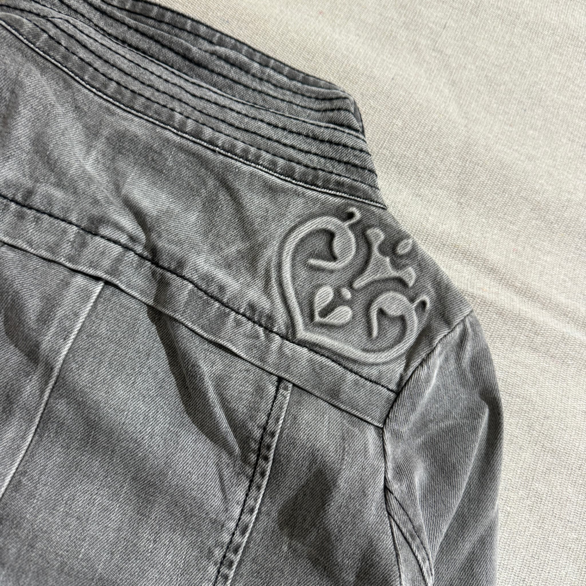 Only Grey Denim Jacket Women's High Collar Button Up — photo 5 of 7