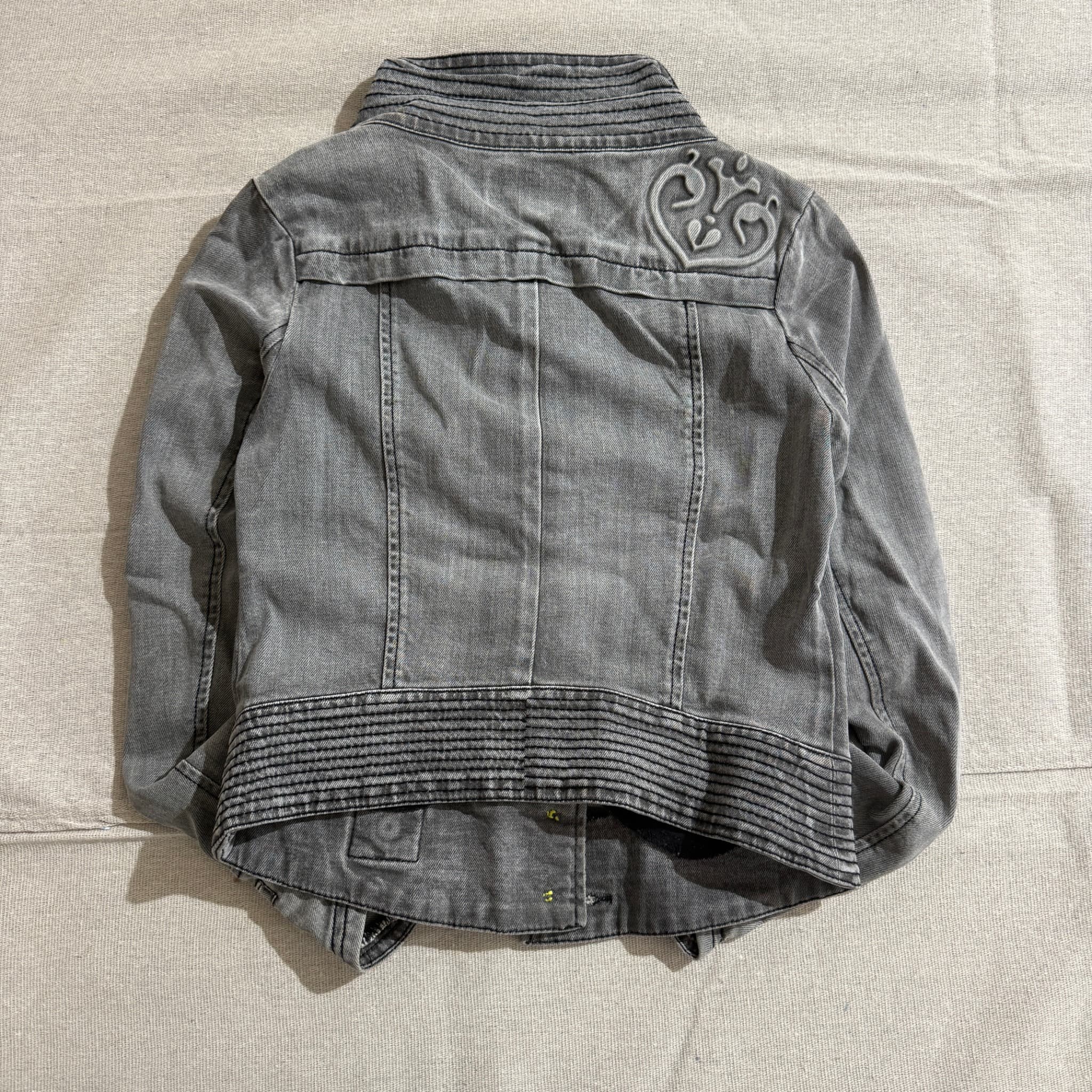 Only Grey Denim Jacket Women's High Collar Button Up — photo 6 of 7