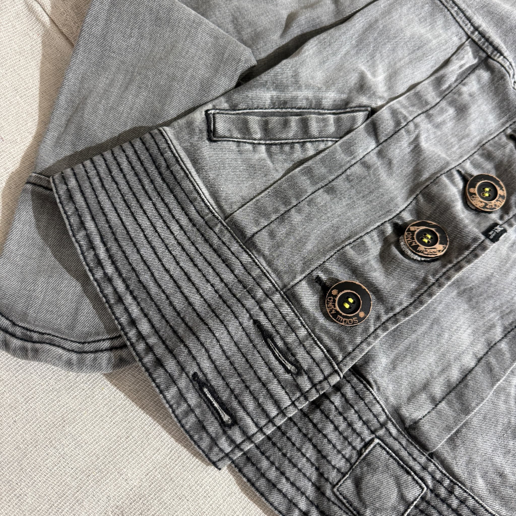 Only Grey Denim Jacket Women's High Collar Button Up — photo 2 of 7