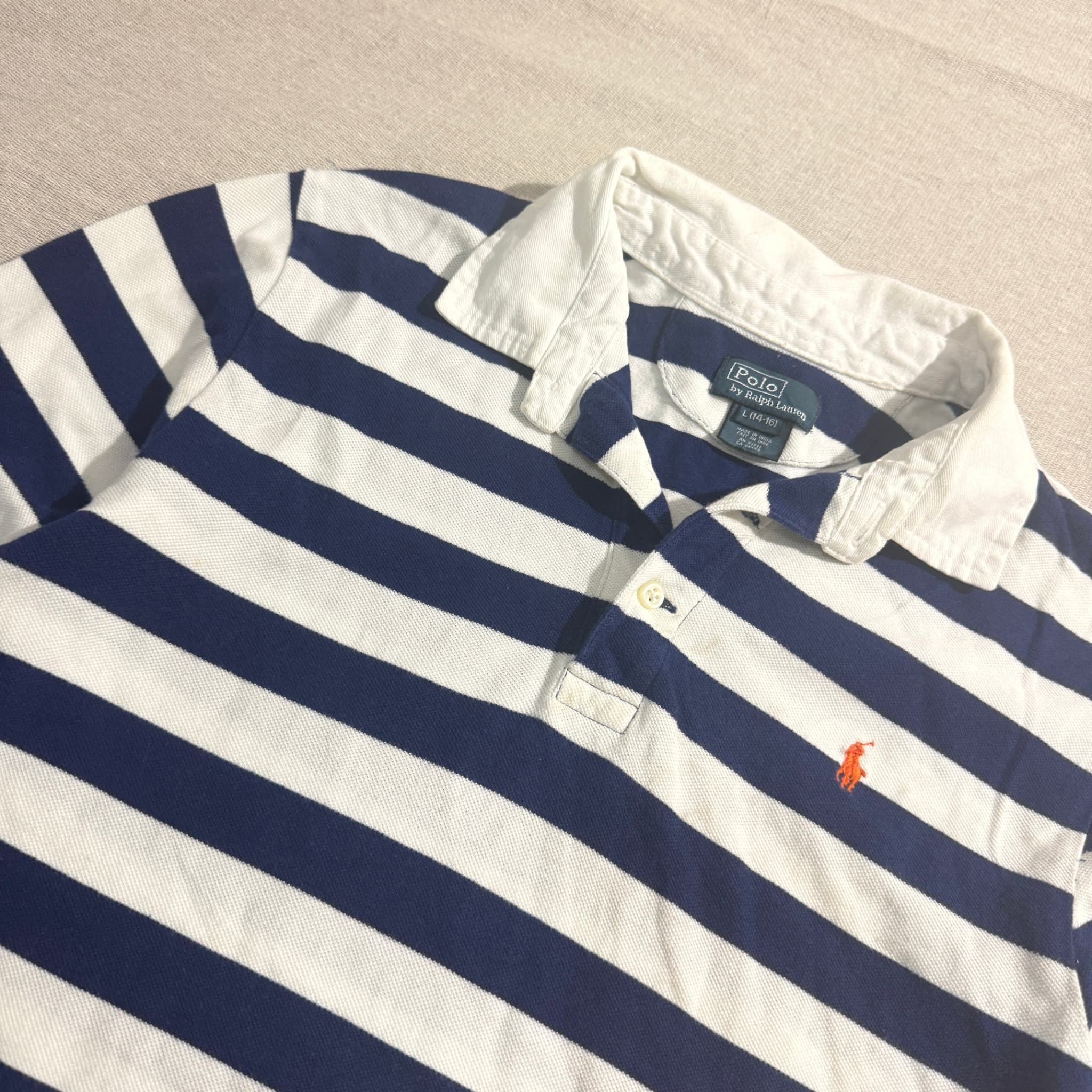 Polo by Ralph Lauren Boys Striped Polo Shirt Navy White L (14-16) — photo 3 of 6