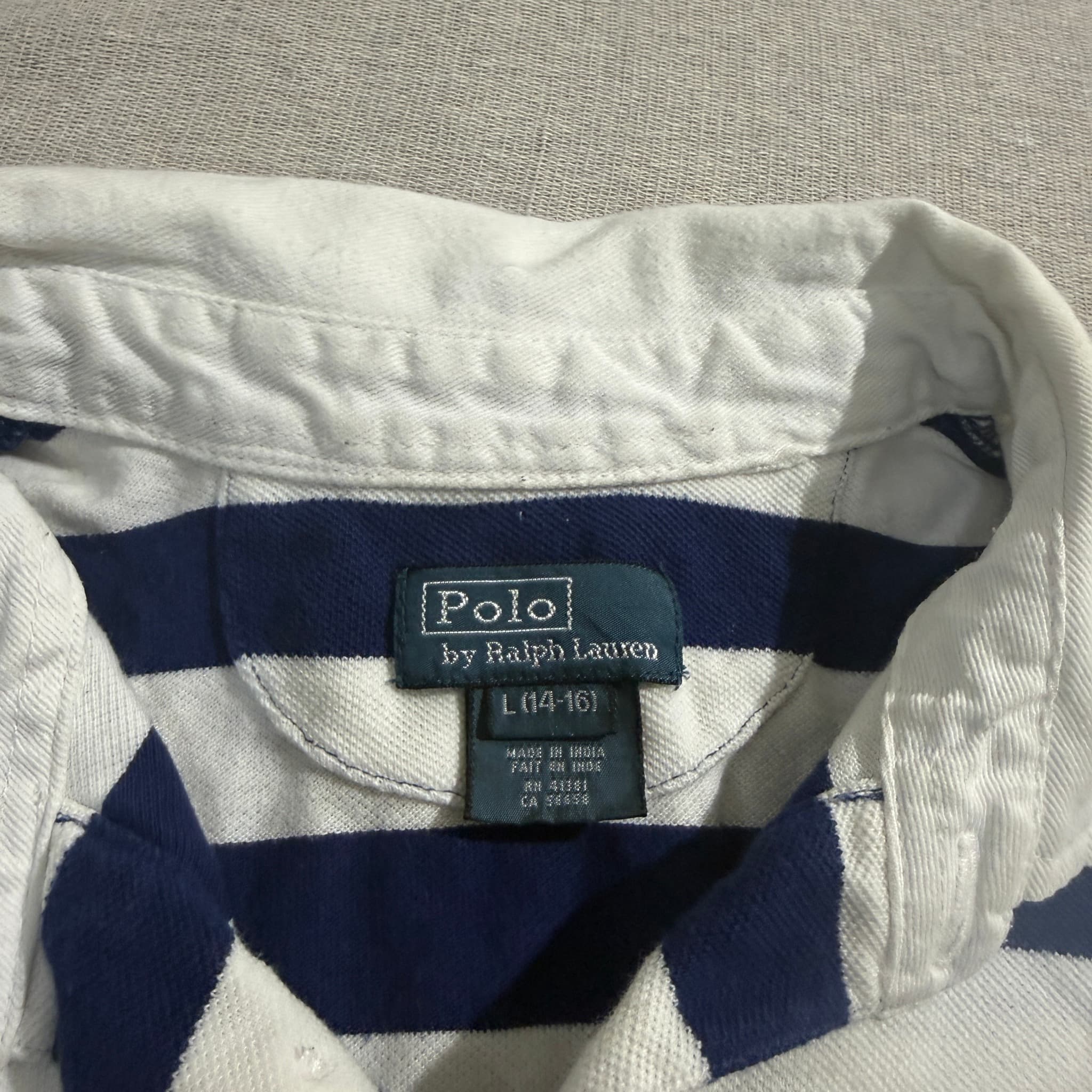 Polo by Ralph Lauren Boys Striped Polo Shirt Navy White L (14-16) — photo 4 of 6