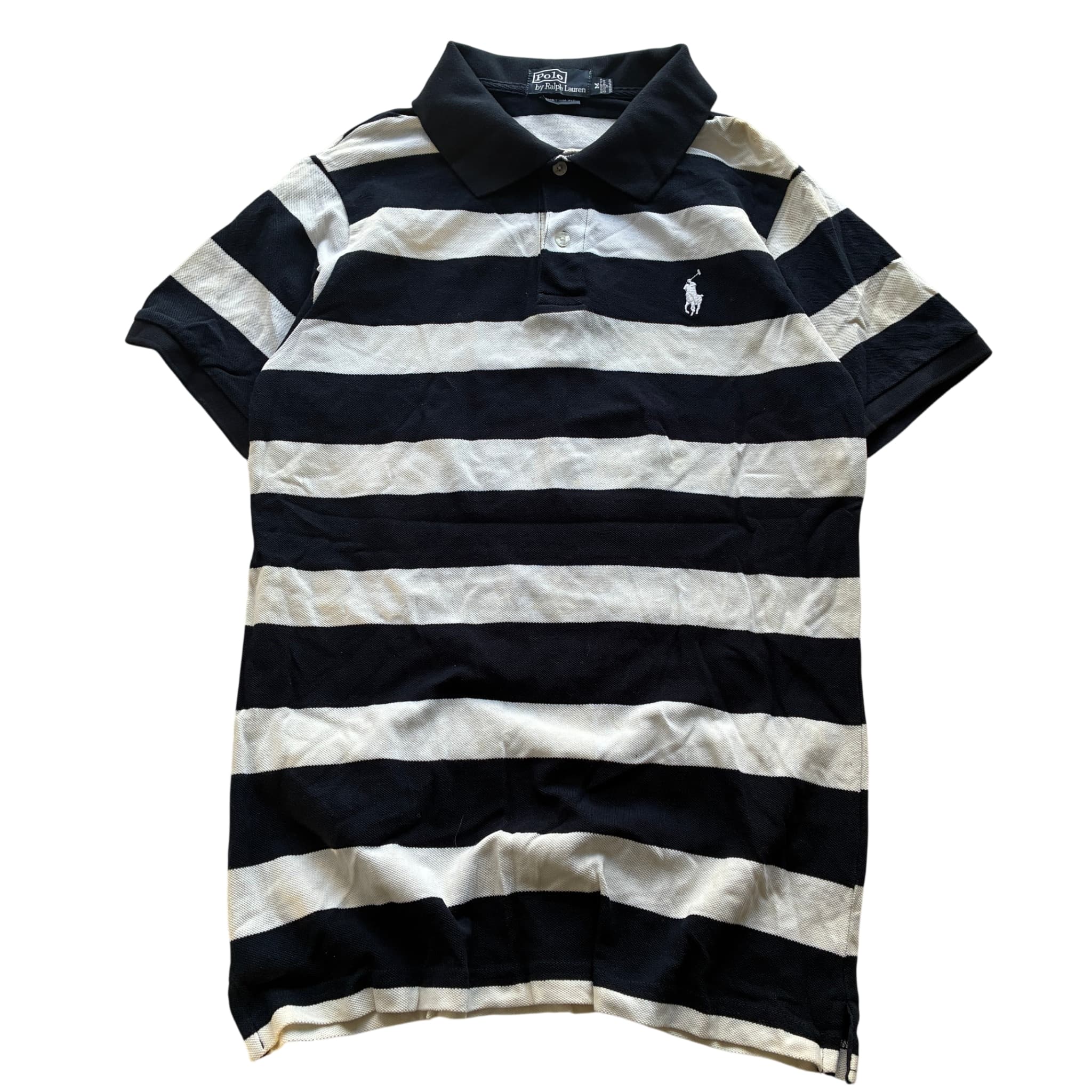 Polo by Ralph Lauren Men's Black And White Striped Pique Polo Shirt Size M — photo 1 of 6