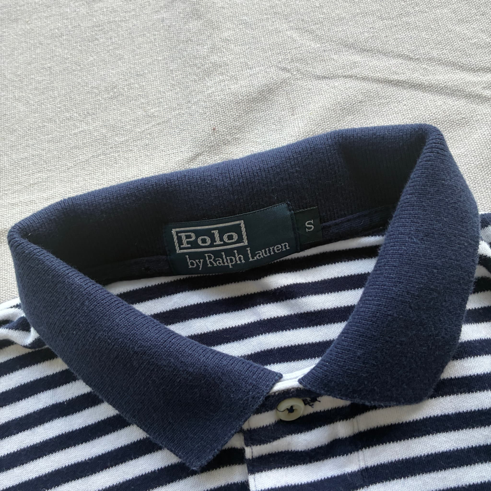 Polo by Ralph Lauren Men's Navy White Striped Short Sleeve Polo Shirt Size S — photo 4 of 6