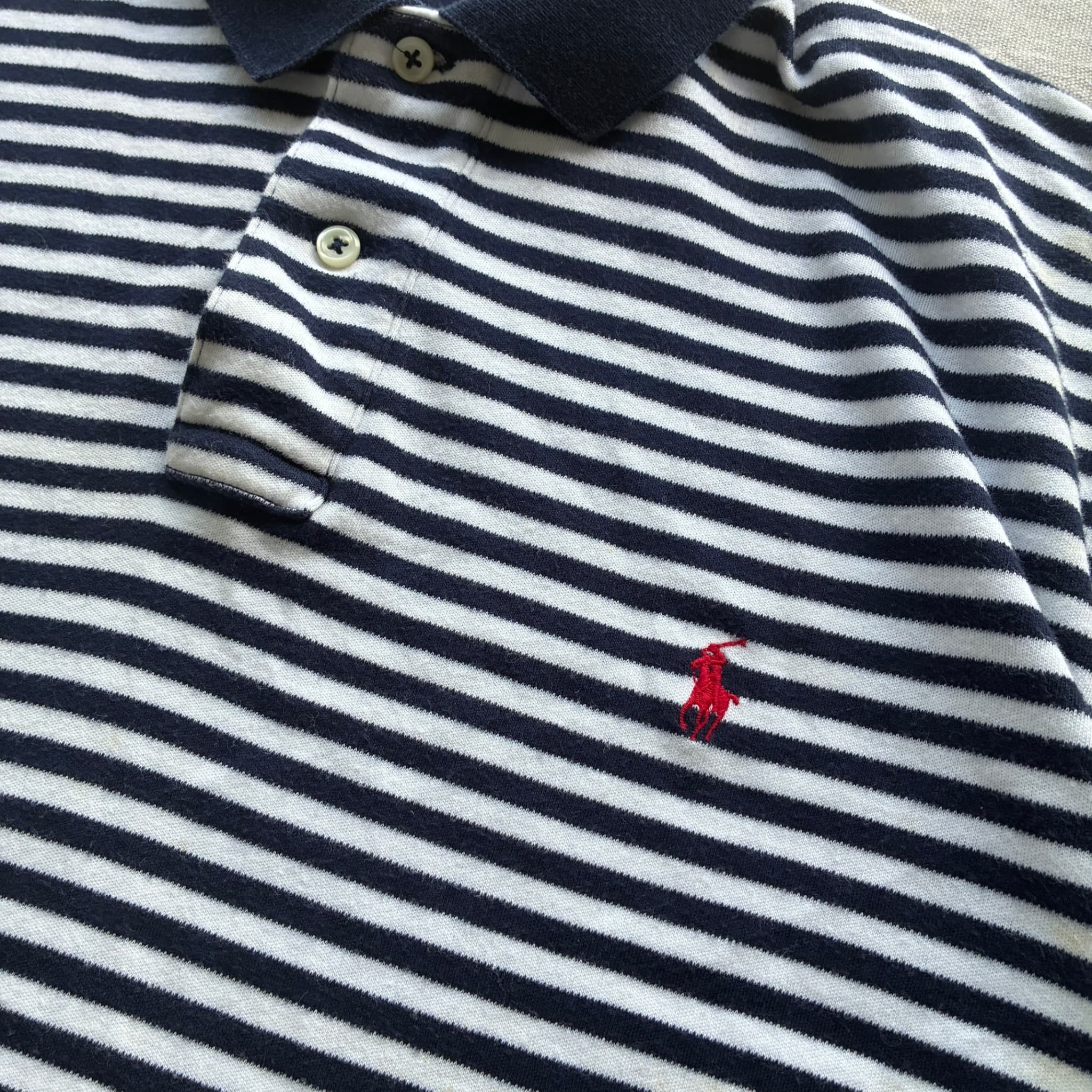 Polo by Ralph Lauren Men's Navy White Striped Short Sleeve Polo Shirt Size S — photo 3 of 6