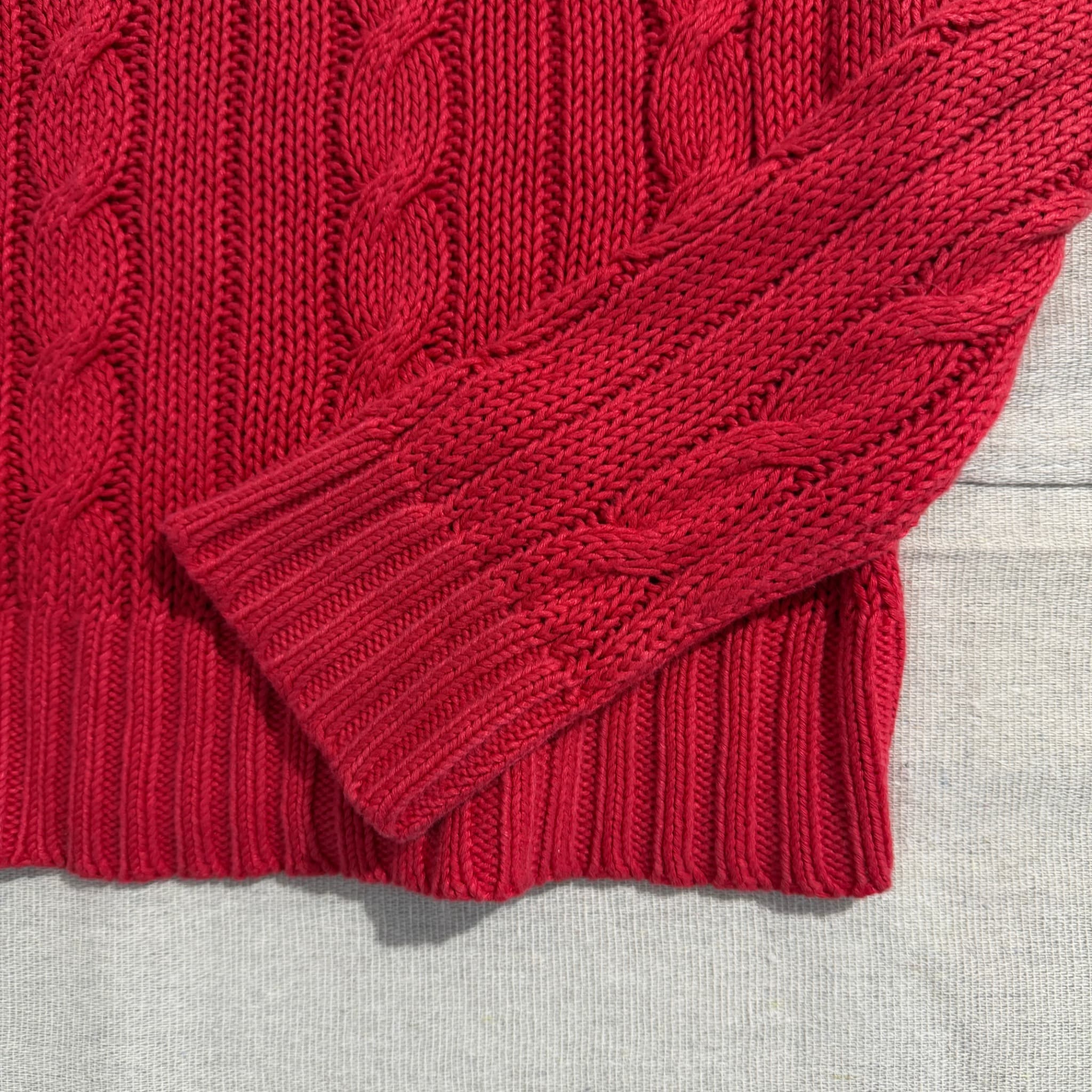 Polo By Ralph Lauren Red Cable Knit Linen Cotton Blend Sweater Size S — photo 3 of 6