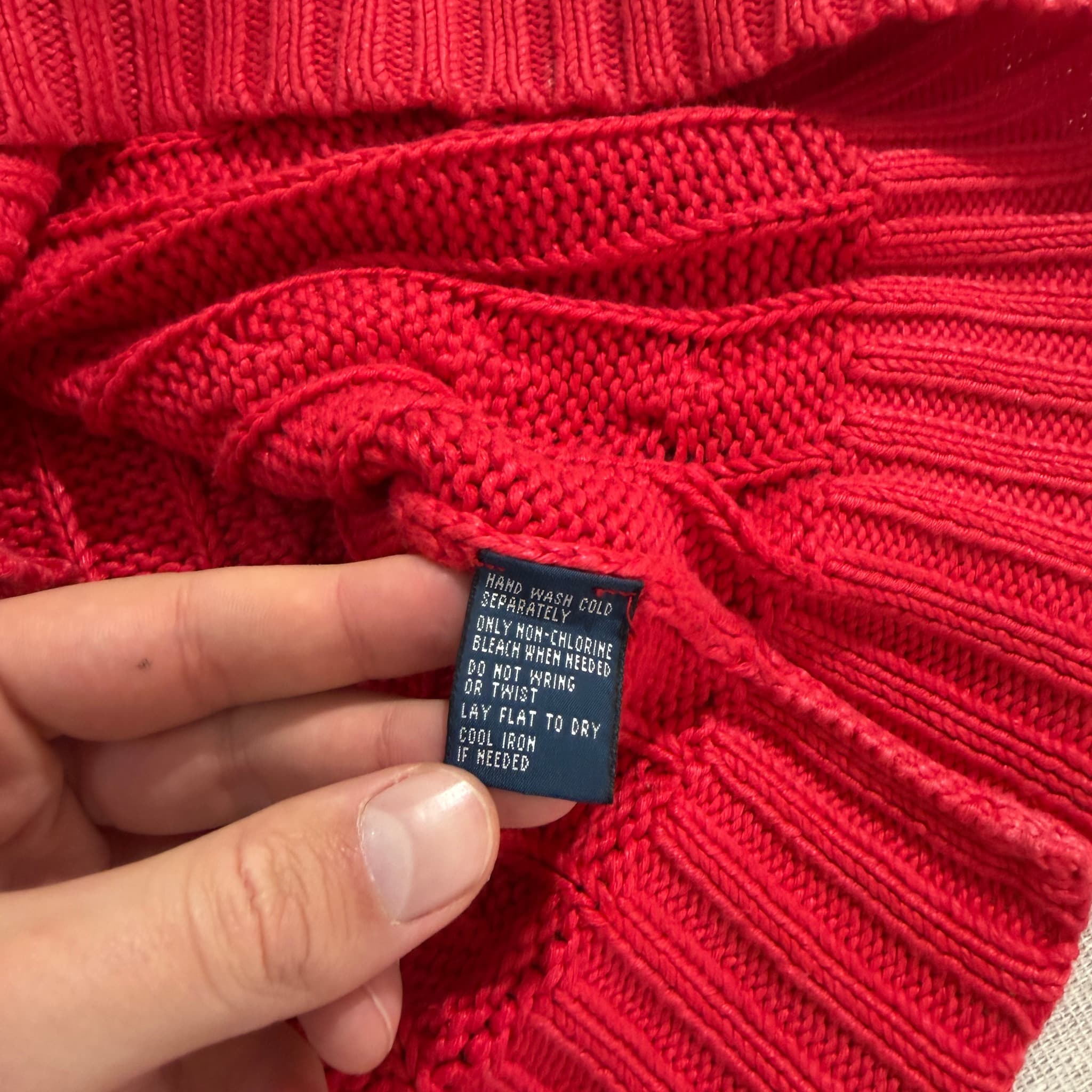 Polo By Ralph Lauren Red Cable Knit Linen Cotton Blend Sweater Size S — photo 4 of 6