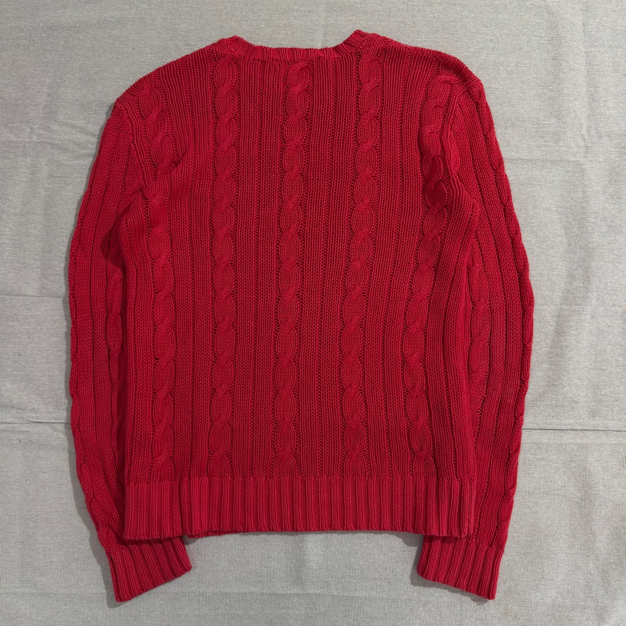 Polo By Ralph Lauren Red Cable Knit Linen Cotton Blend Sweater Size S — photo 5 of 6