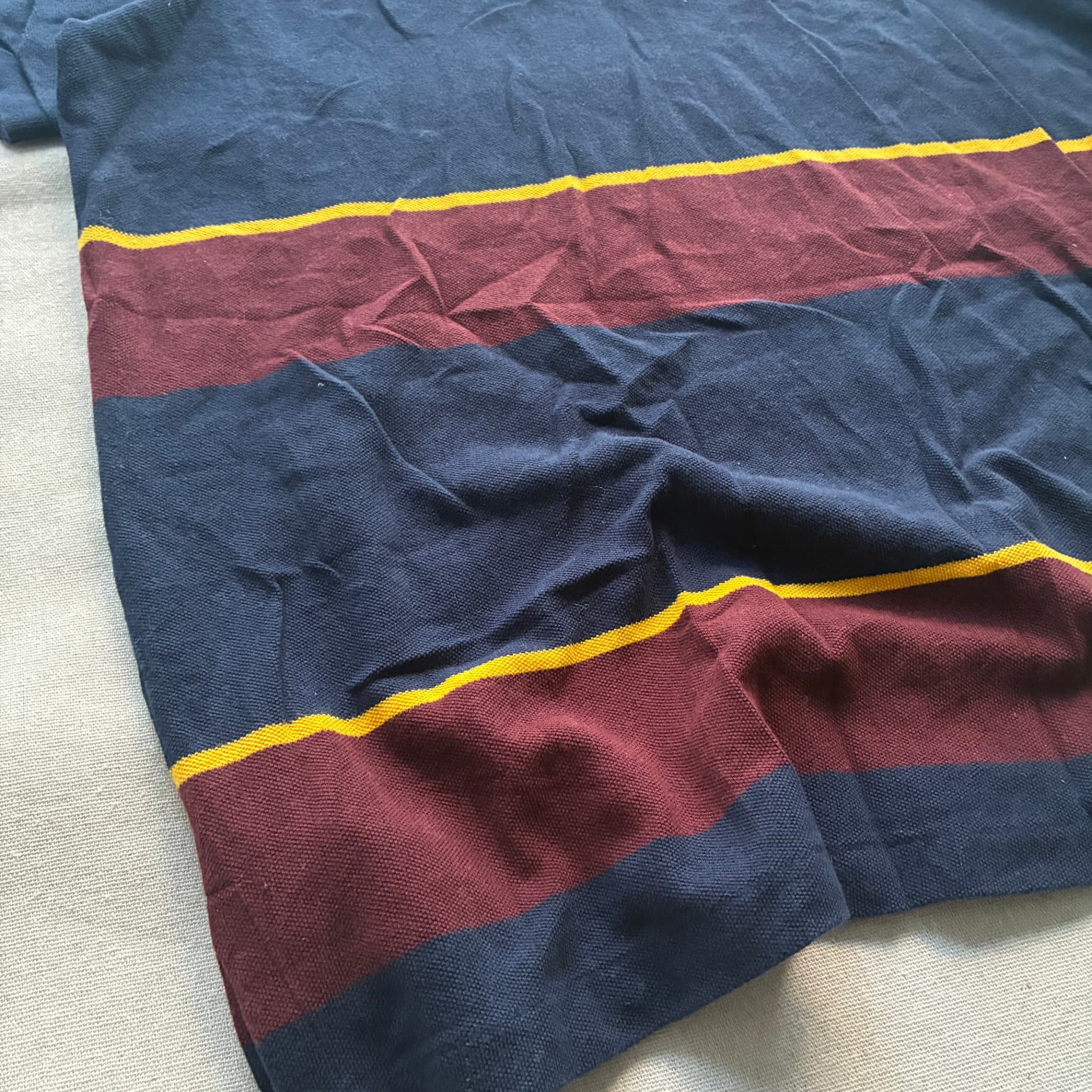 Polo by Ralph Lauren Striped Pique Polo Shirt Navy Burgundy Yellow Men's L — photo 2 of 6