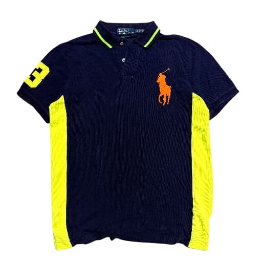Polo Ralph Lauren Big Pony Mesh Polo Shirt Navy Neon Yellow Size S — photo 1 of 7