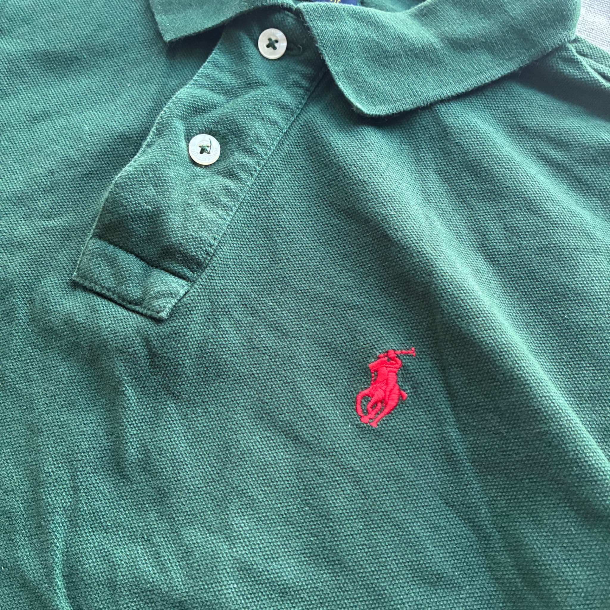 Polo Ralph Lauren Custom Fit Mesh Polo Shirt Dark Green Size M — photo 3 of 6