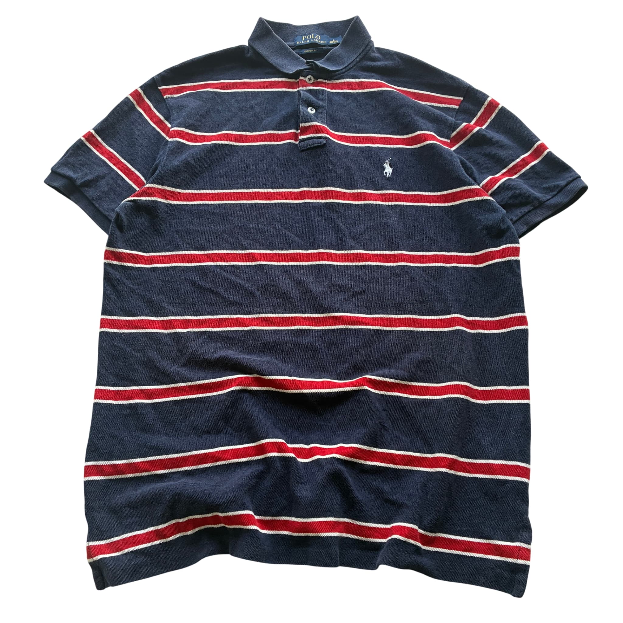 Polo Ralph Lauren Custom Fit Striped Polo Shirt Navy Red White Size L — photo 1 of 6