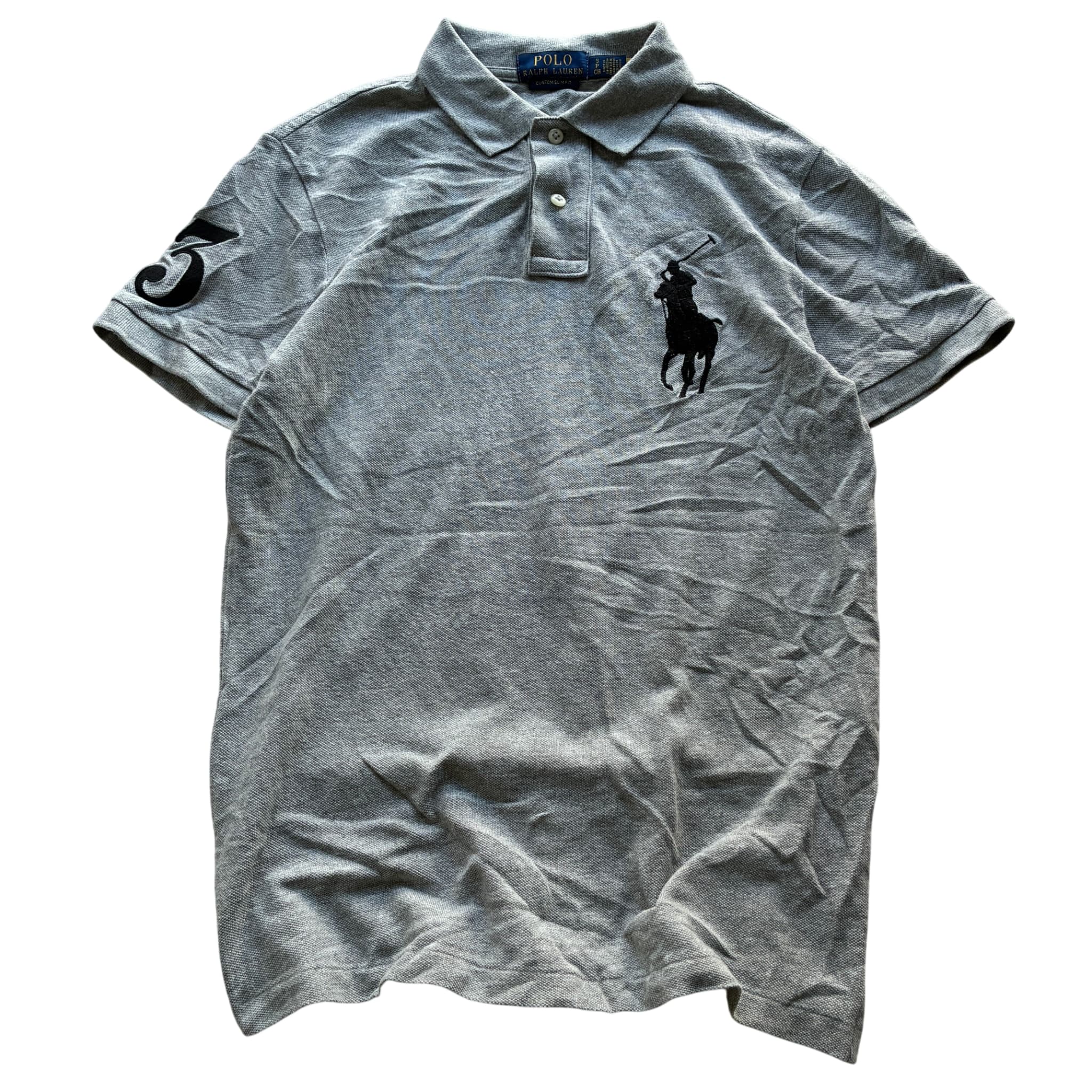 Polo Ralph Lauren Custom Slim Fit Big Pony Polo Shirt Grey Size S