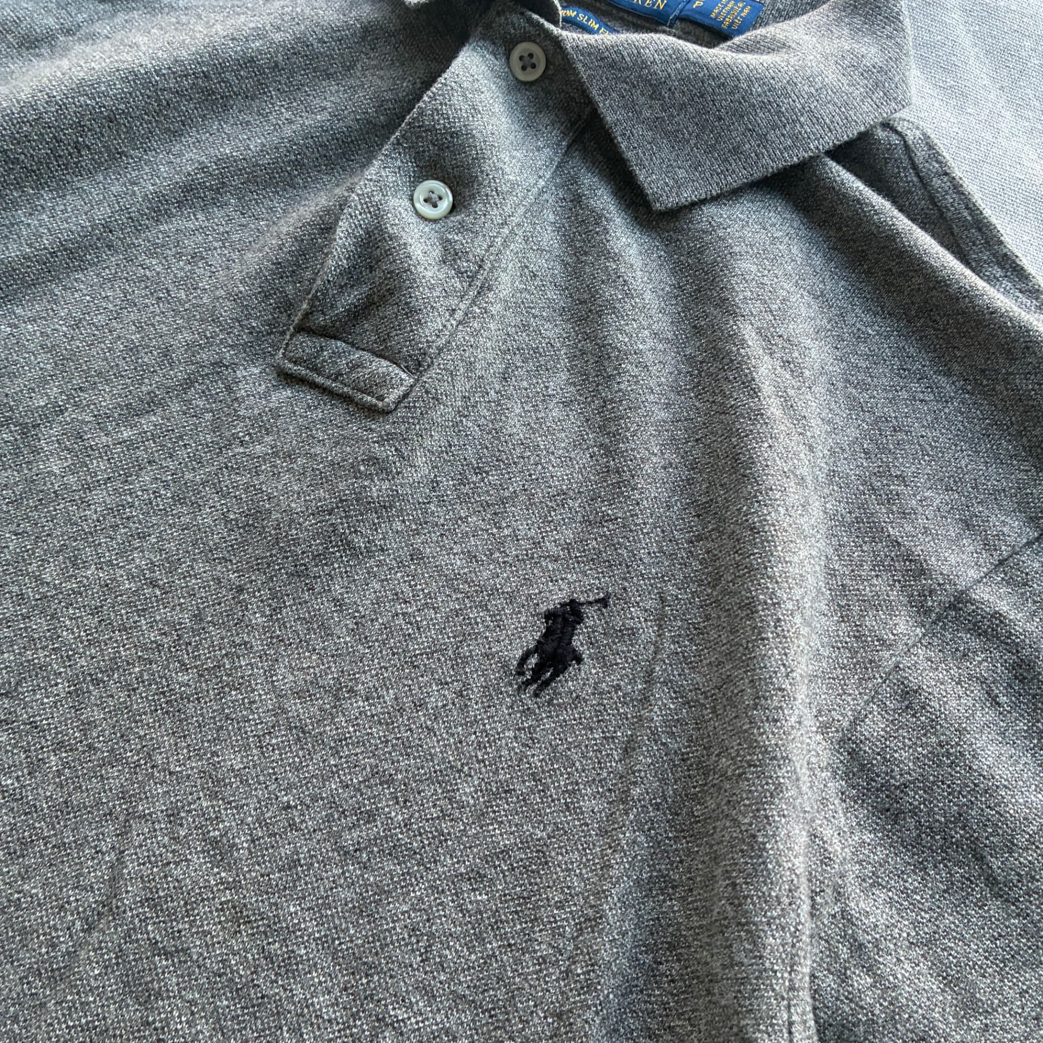 Polo Ralph Lauren Custom Slim Fit Mesh Polo Shirt Grey — photo 3 of 7