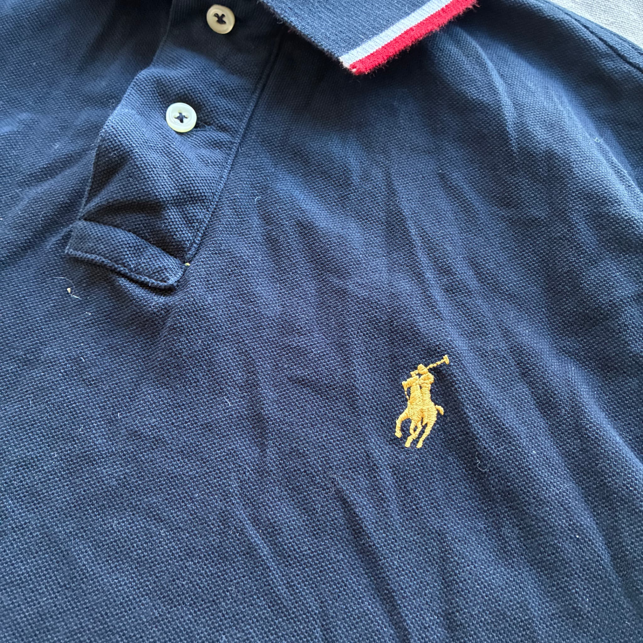 Polo Ralph Lauren Custom Slim Fit Navy Polo Shirt Tipped Collar Size M — photo 3 of 6