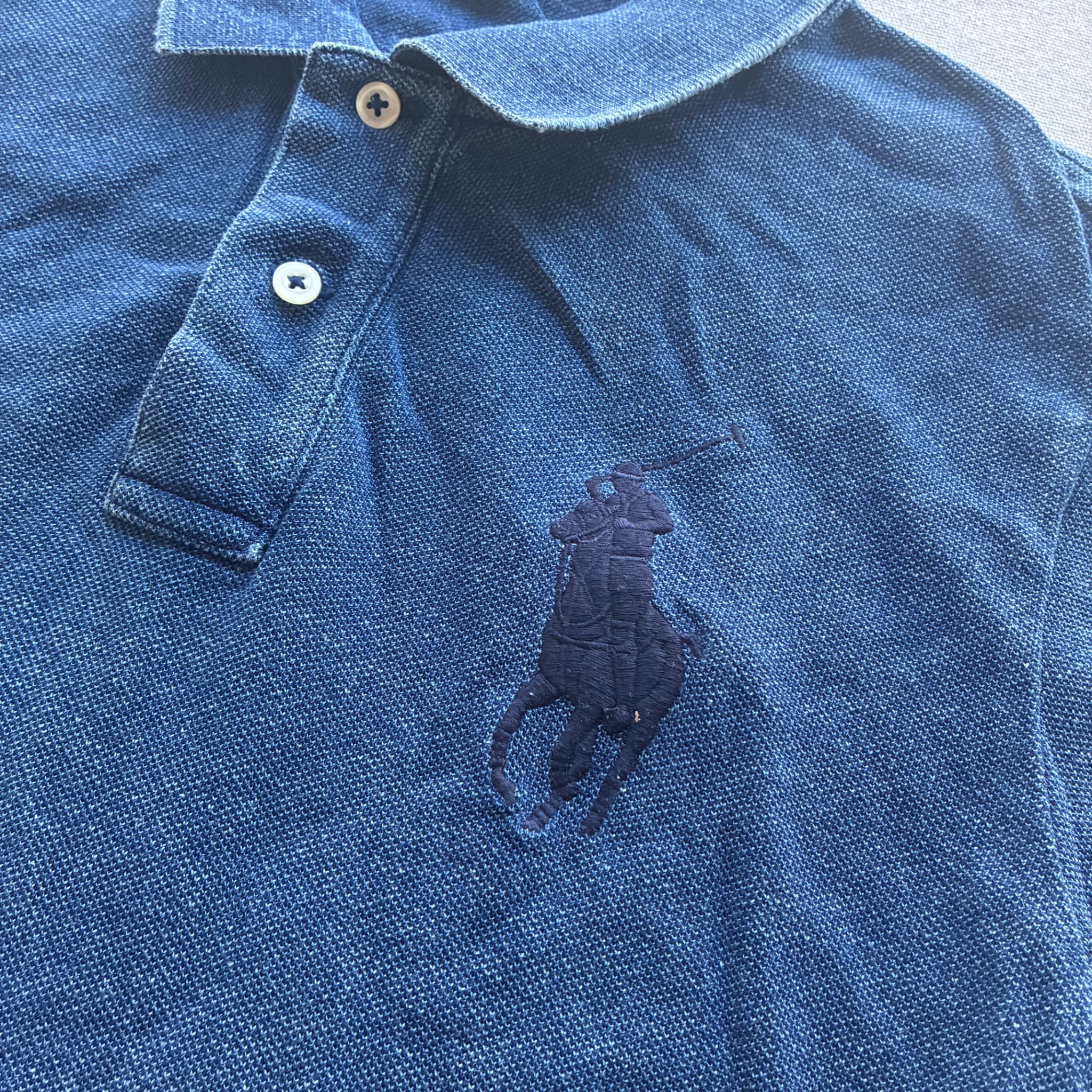 Polo Ralph Lauren Indigo-Dyed Skinny Fit Polo Shirt — photo 2 of 6
