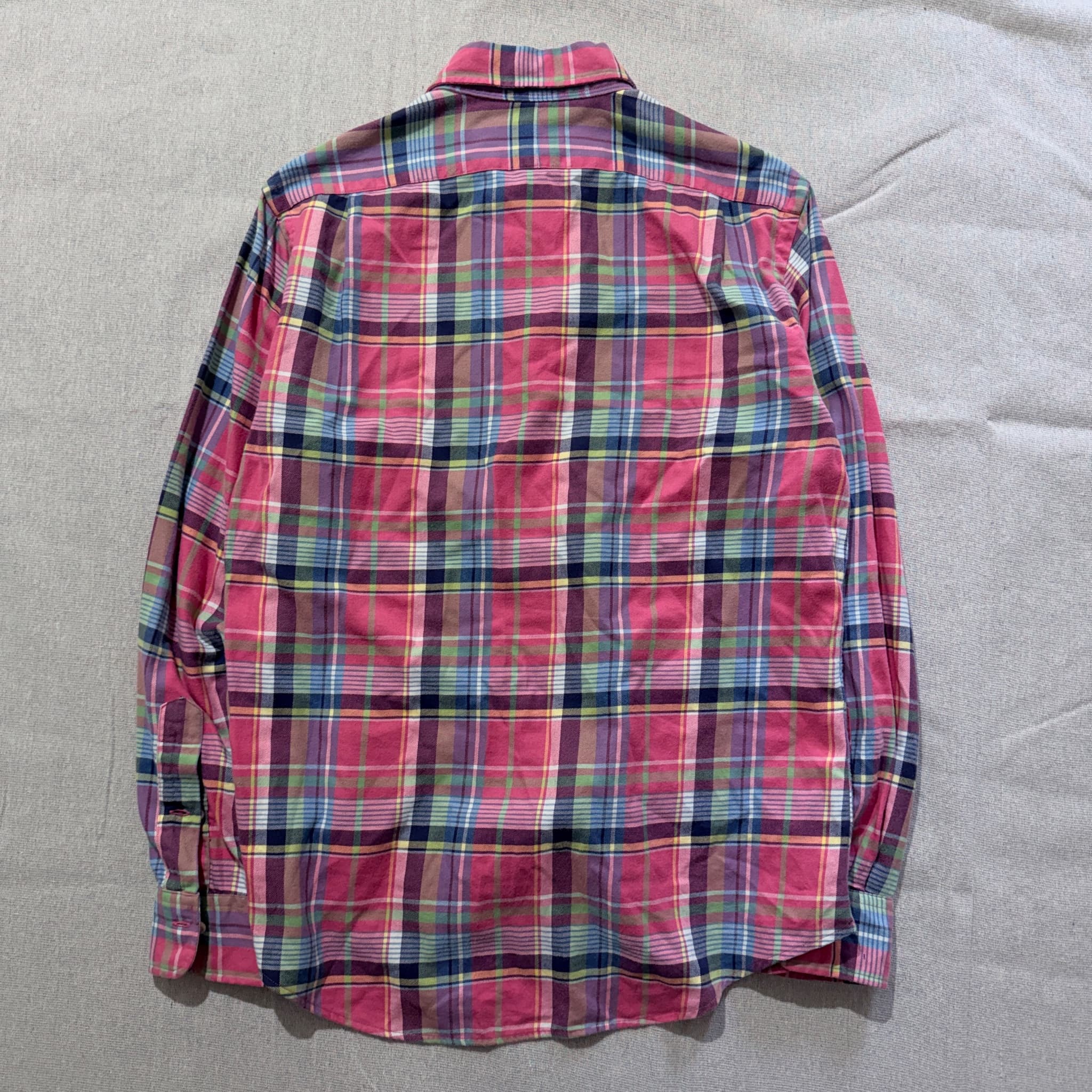 Polo Ralph Lauren Luxury Flannel Plaid Button-Down Shirt Pink Multi Size M — photo 6 of 8