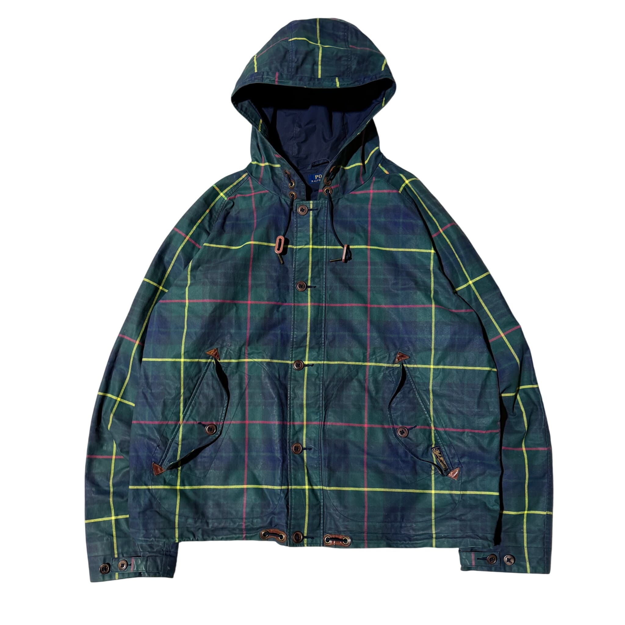 Polo Ralph Lauren Plaid Waxed Cotton Hooded Jacket Green XXL — photo 1 of 14