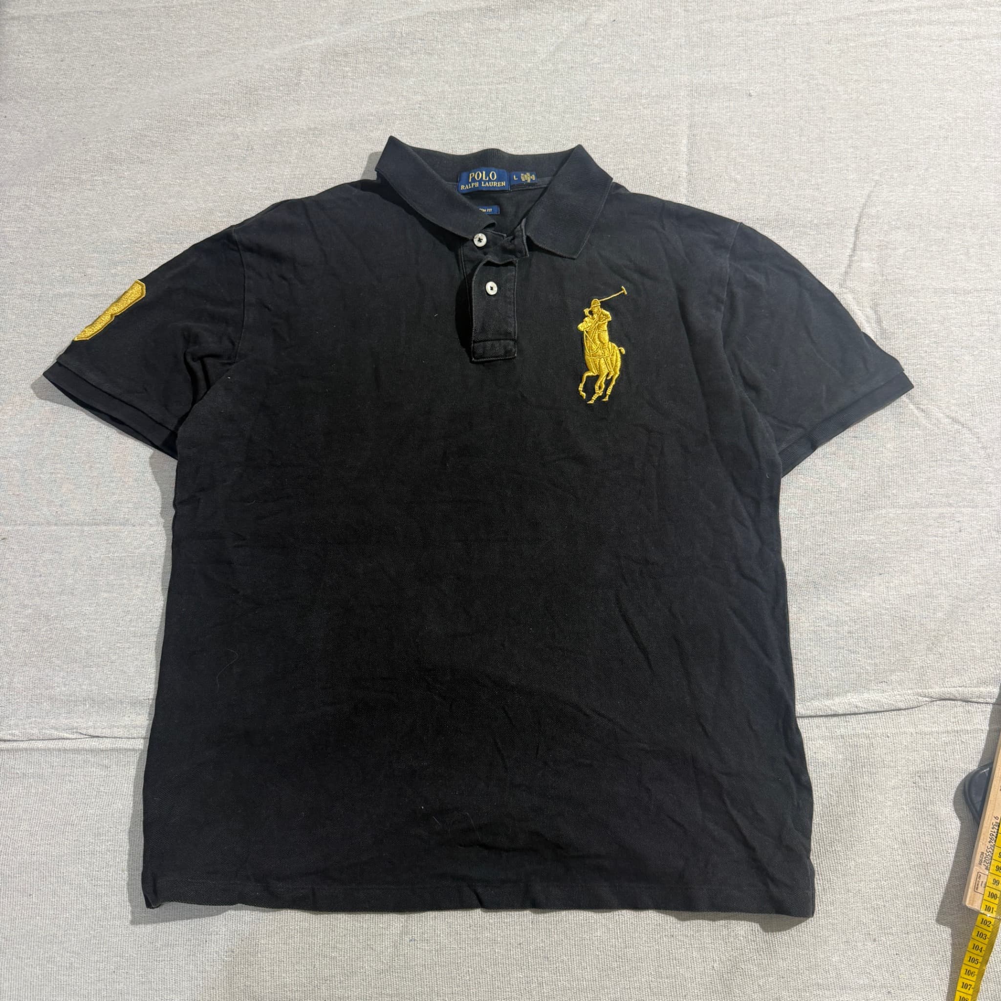 POLO RALPH LAUREN Polo Shirt Black Gold Big Pony Size L — photo 1 of 6