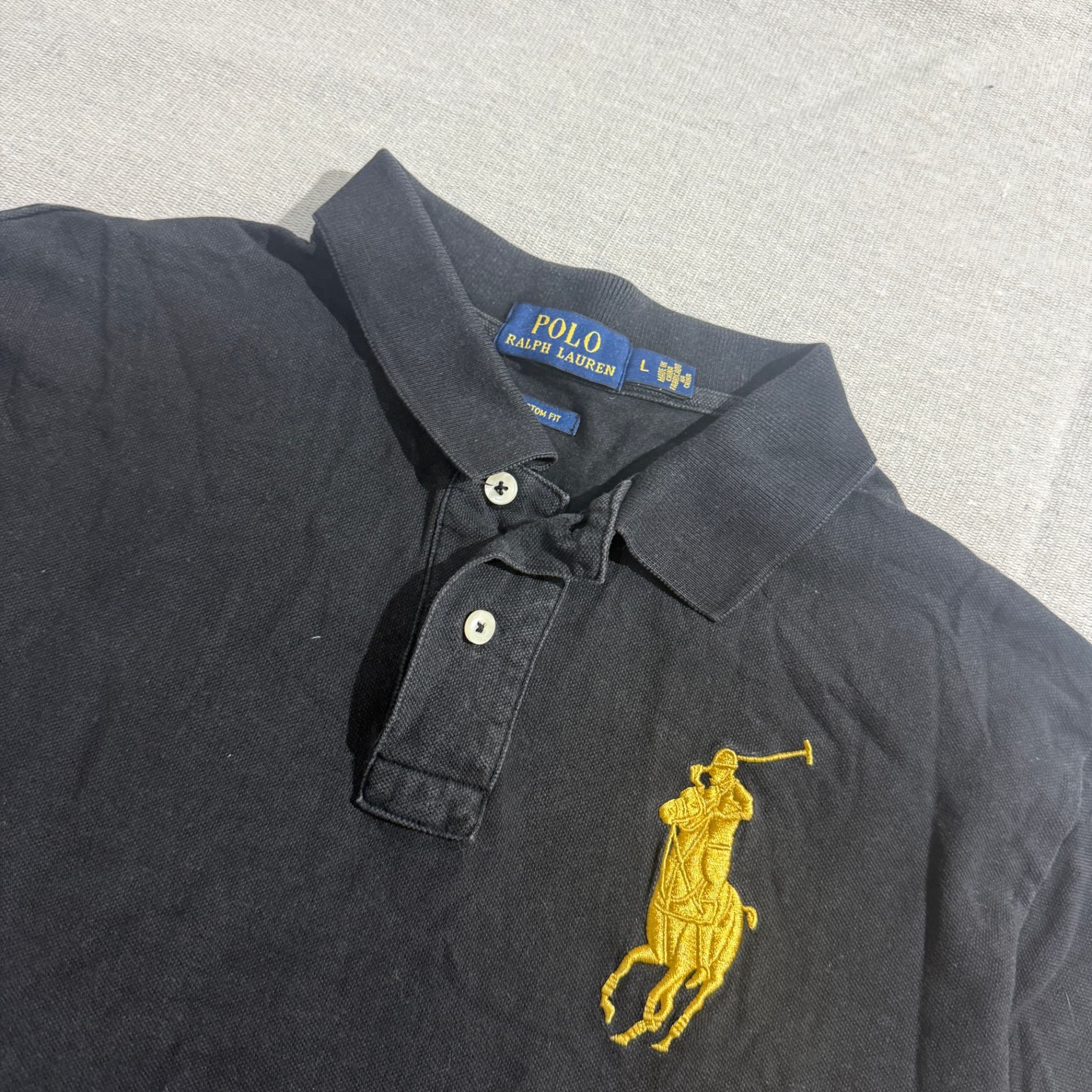 POLO RALPH LAUREN Polo Shirt Black Gold Big Pony Size L — photo 4 of 6