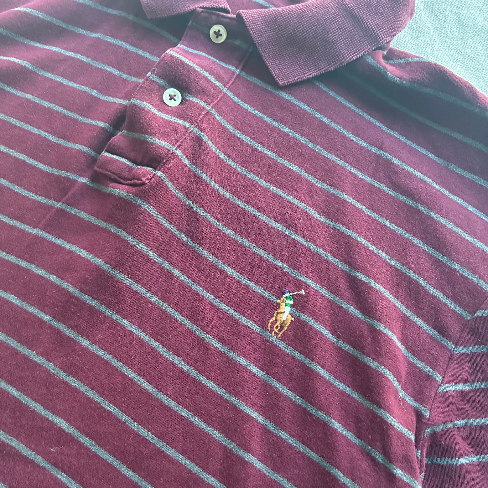 Polo Ralph Lauren Striped Polo Shirt Maroon Large — photo 3 of 7