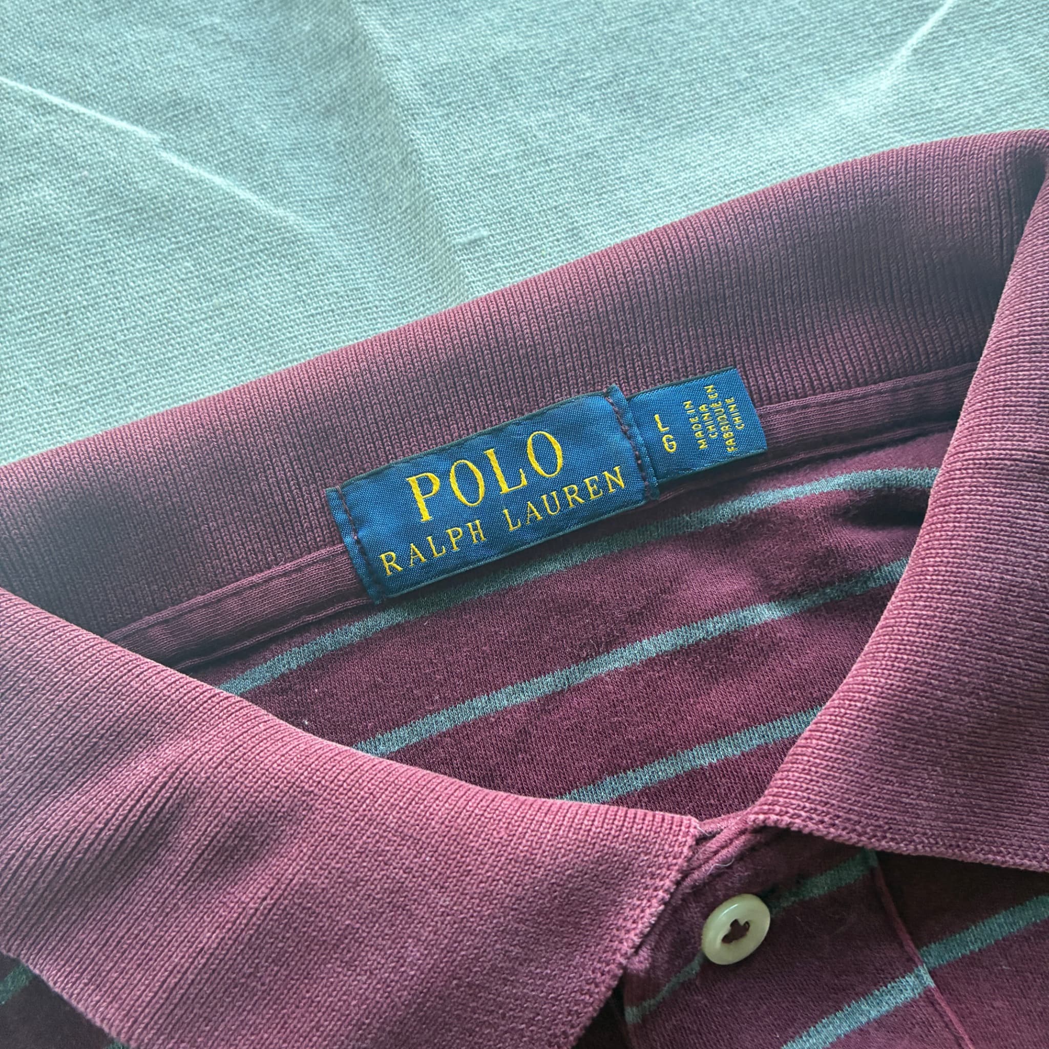 Polo Ralph Lauren Striped Polo Shirt Maroon Large — photo 4 of 7